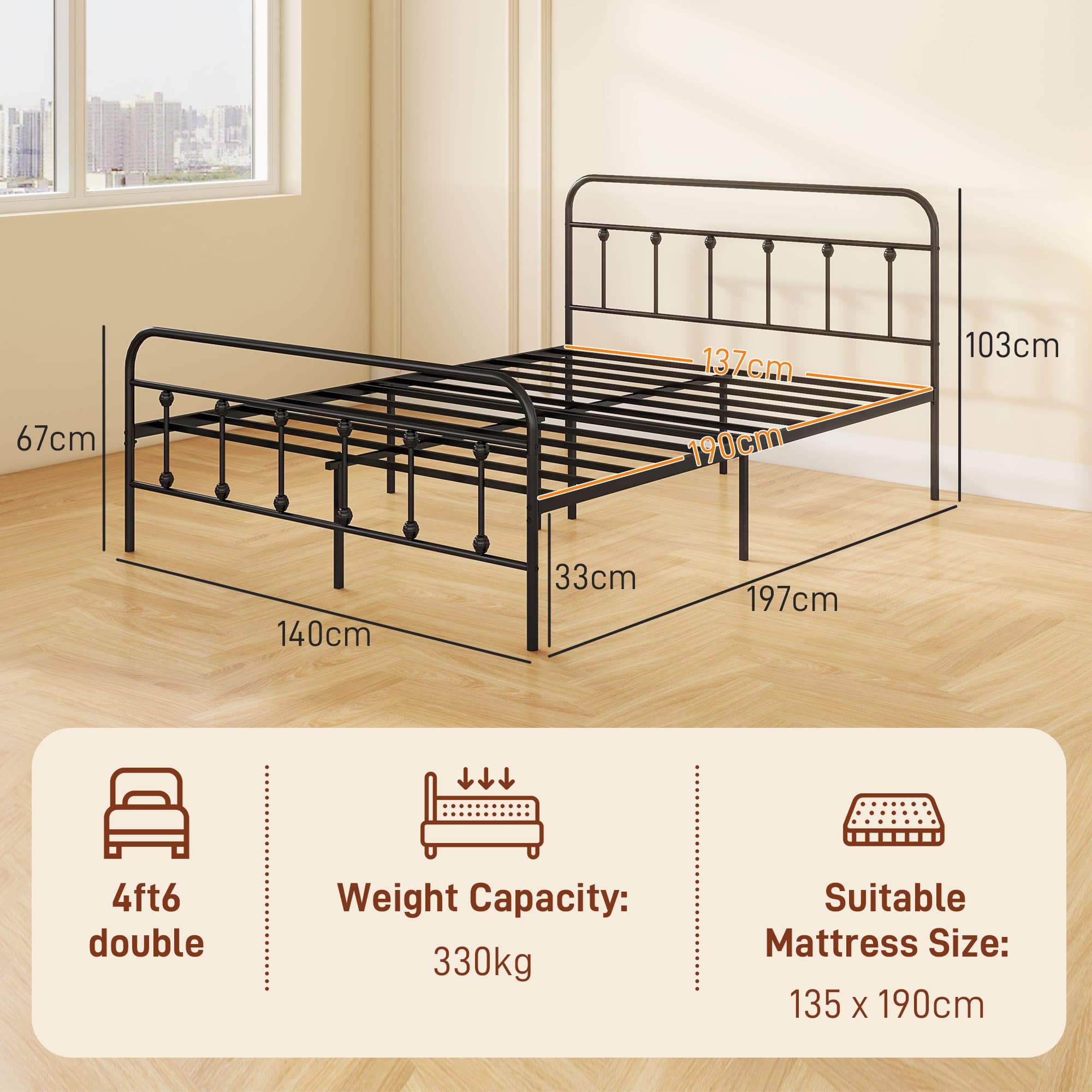 Transform Your Bedroom with this Minimalist Double Metal Bed - image 4