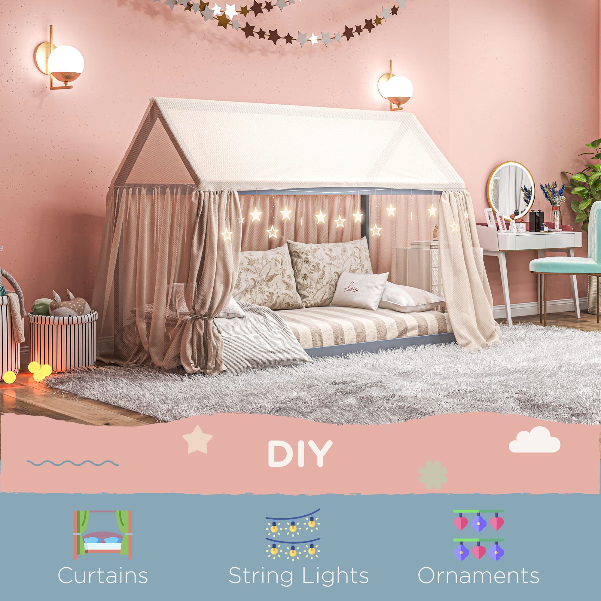 Grey Pine House Bed Frame — Single 90 x 190 cm - image 4