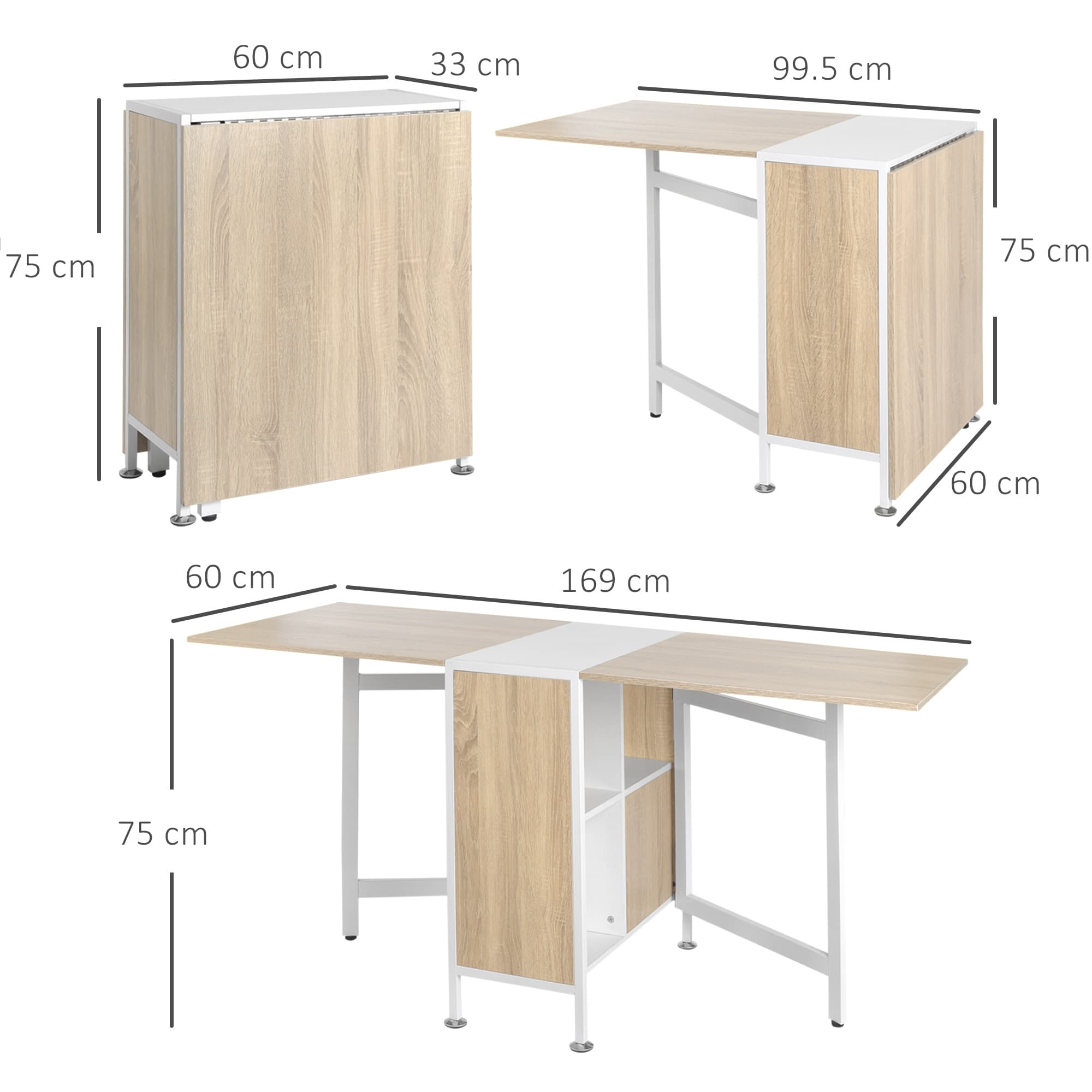 Space-Saving Oak Drop Leaf Dining Table with Storage - image 5