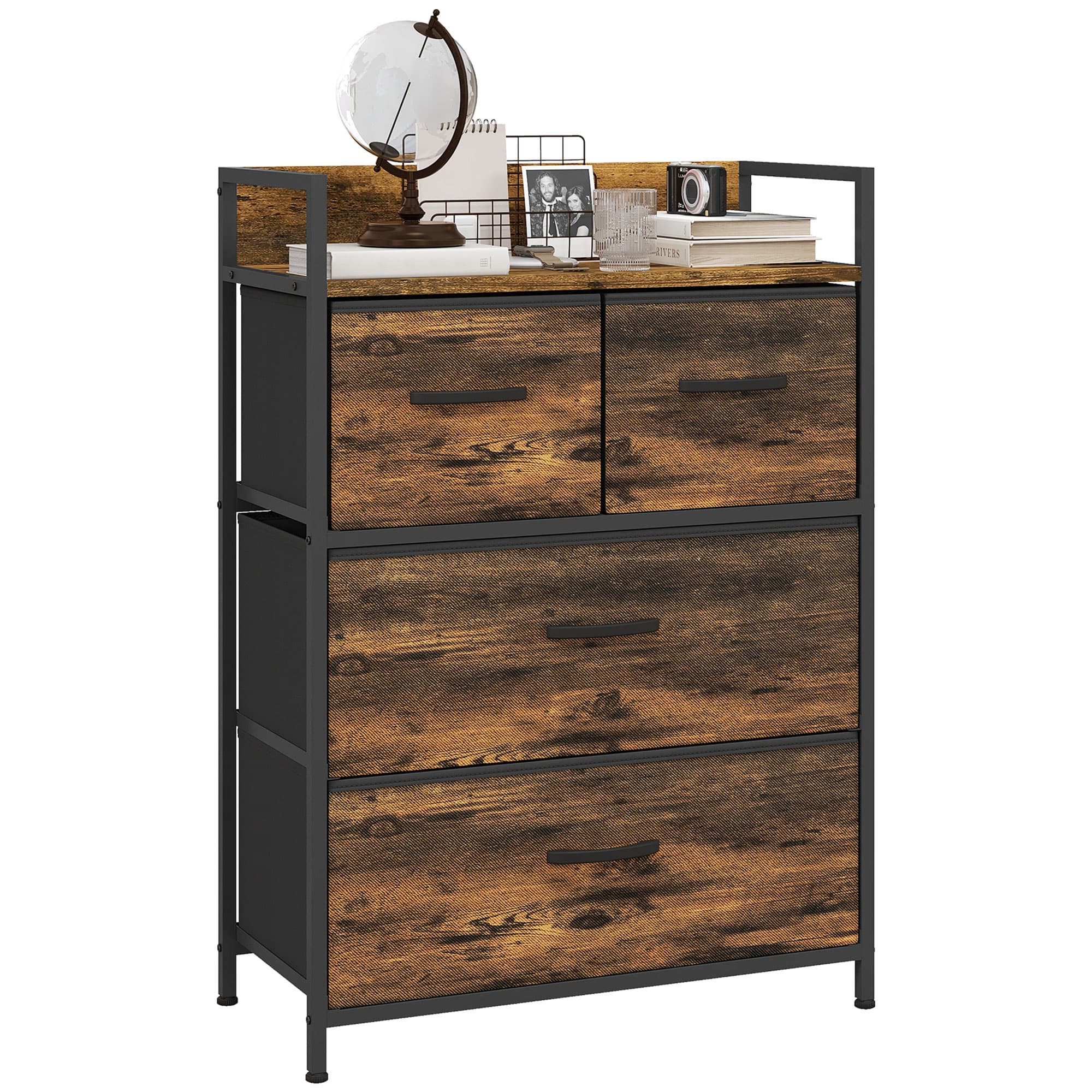 Four-Drawer Fabric Storage Chest in Rustic Industrial Style - image 7