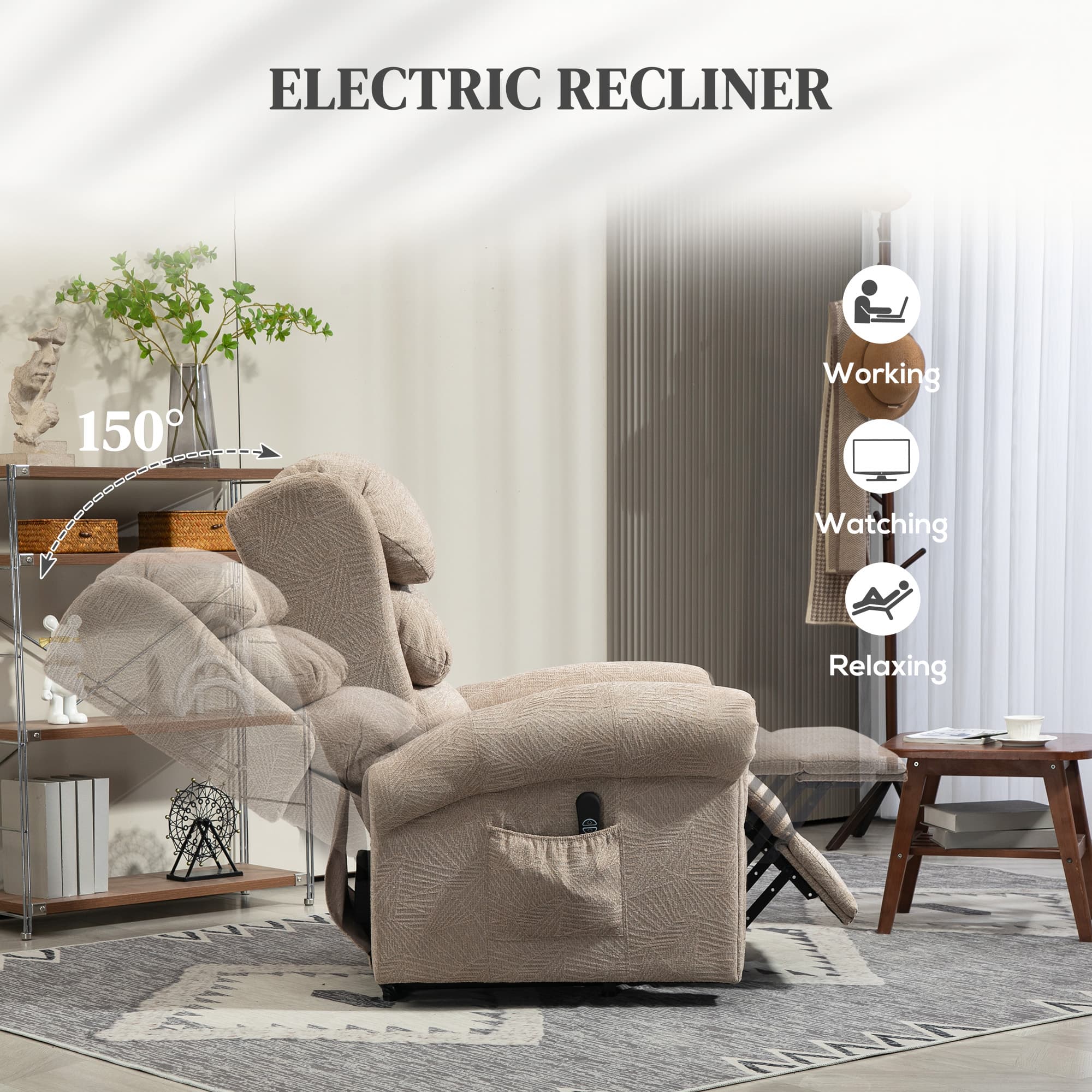 Effortless Comfort: Khaki Velvet Electric Riser Recliner - image 2