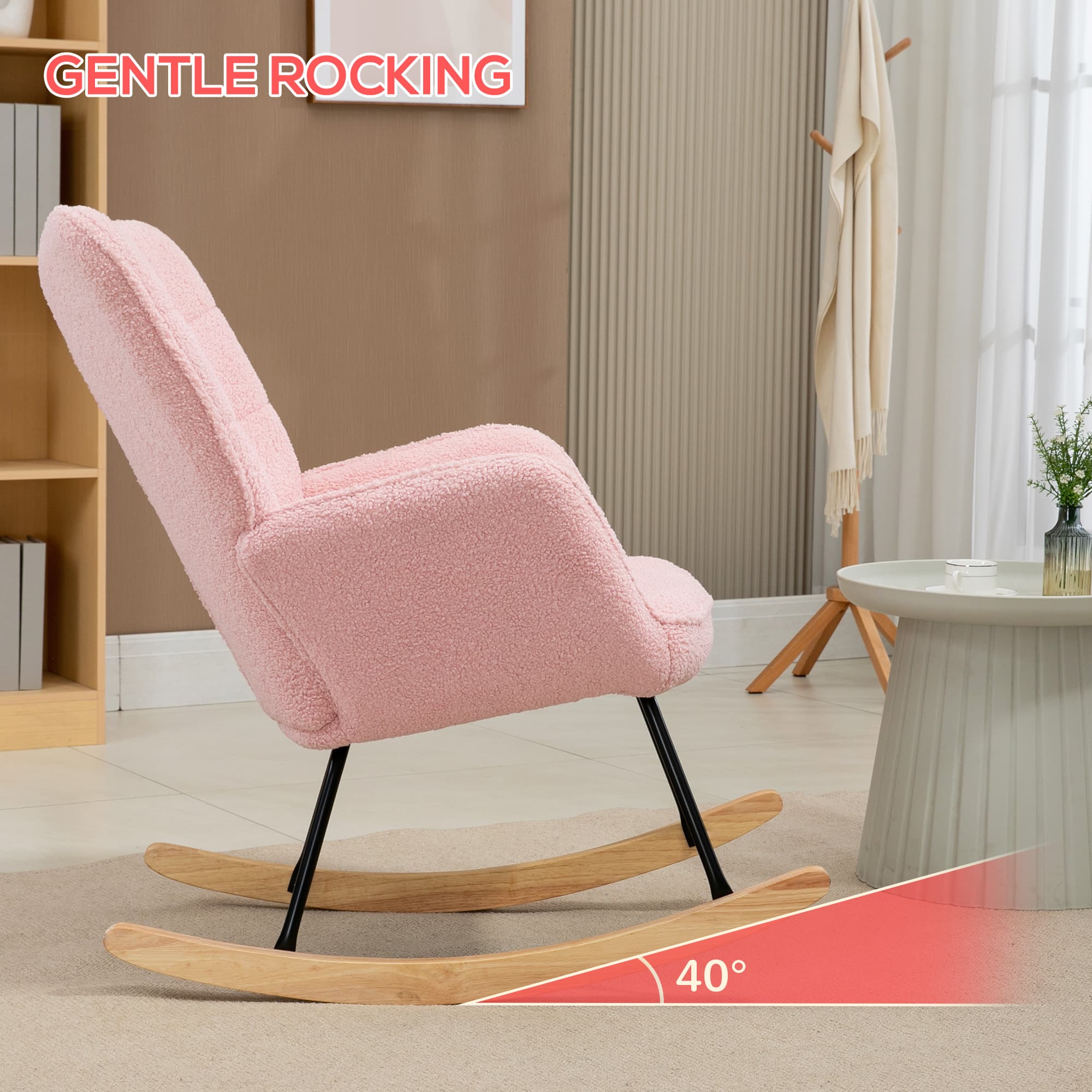 Sink Into Comfort with the Pink Fleece Wingback Rocking Chair - image 2