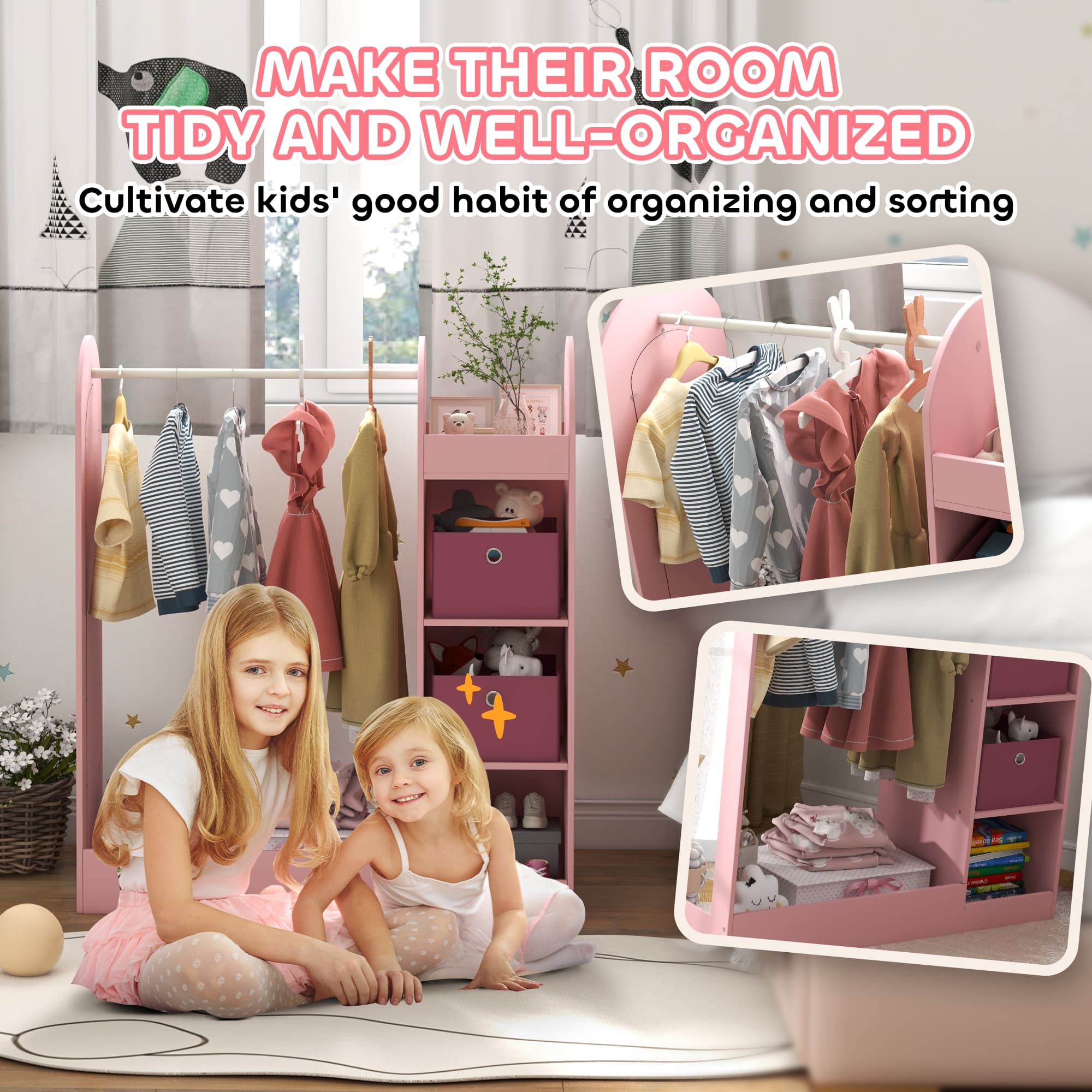 Transform Their Space with this Pink Kids Wardrobe & Mirror - image 4