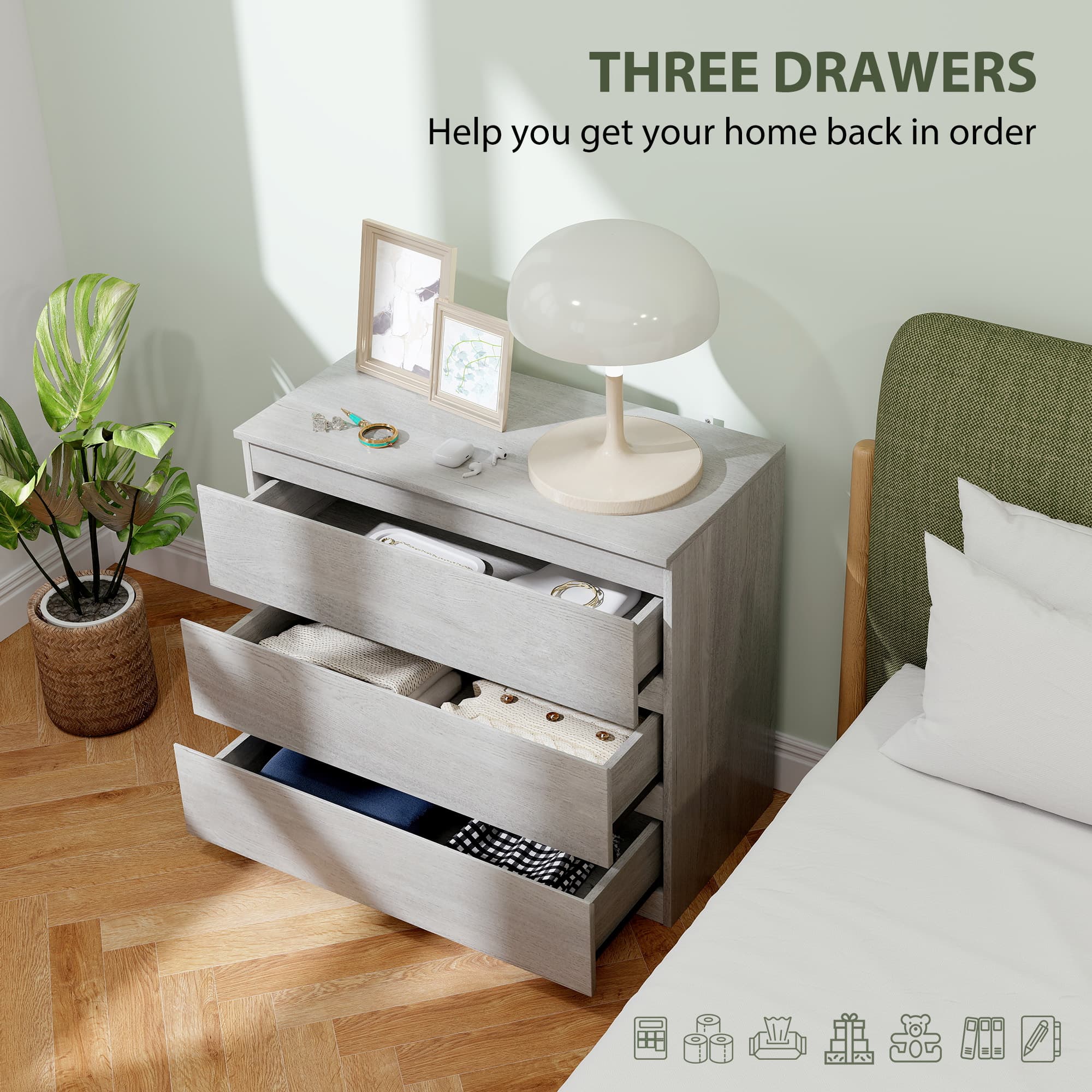 Transform Your Bedroom with this Grey 3-Drawer Chest - image 3