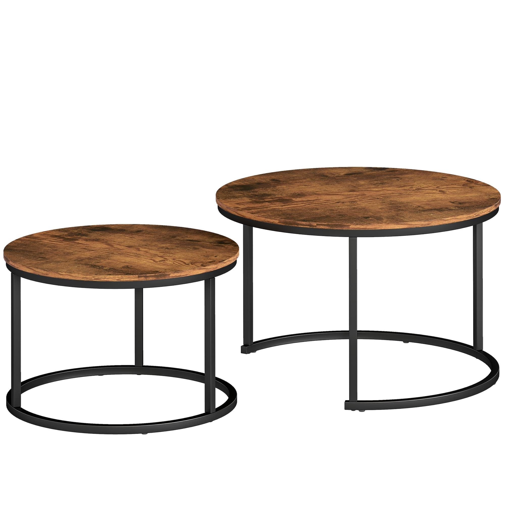 Two Round Nesting Tables That Work Together or Apart - Rustic Brown