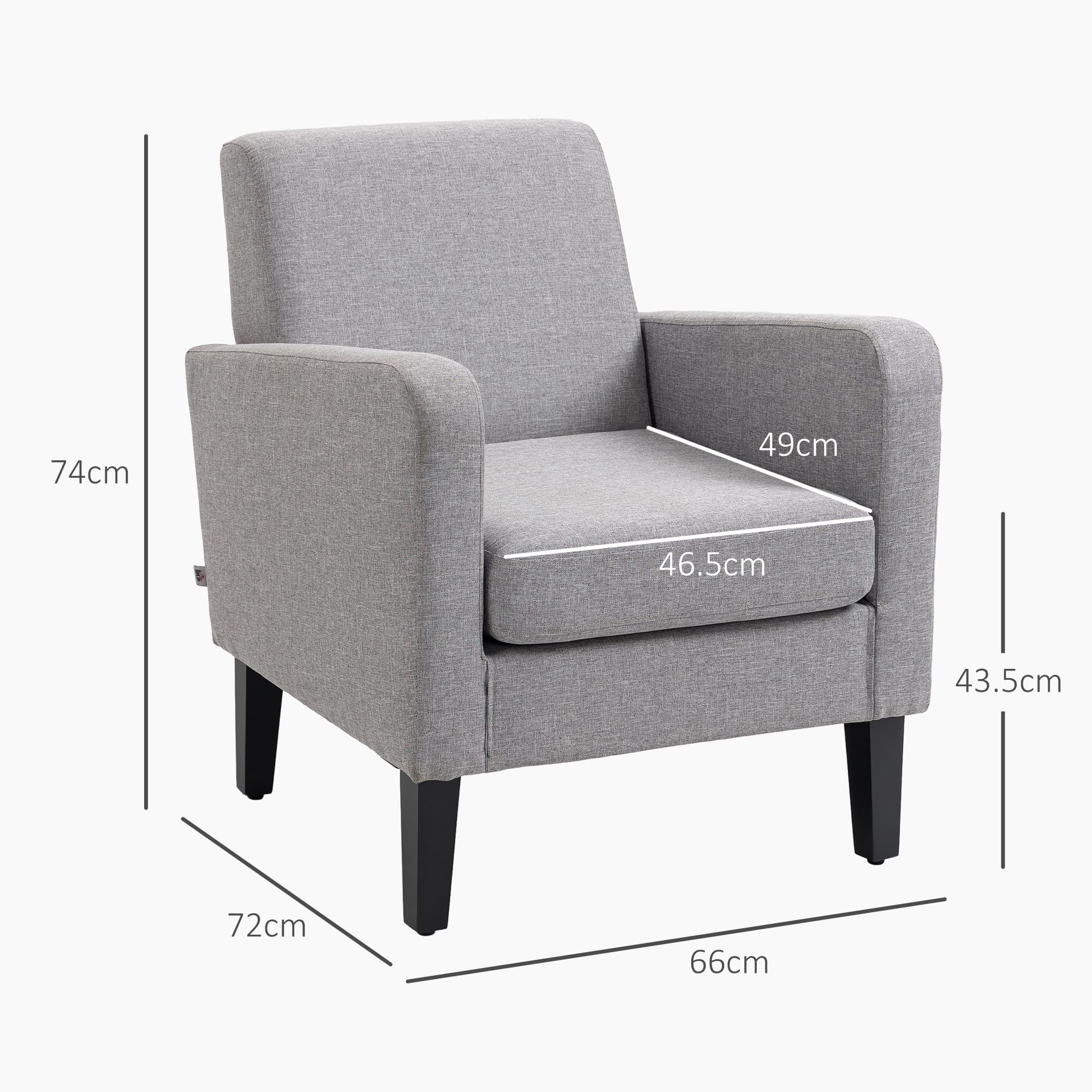 Set of 2 Modern Armchairs in Light Grey with Wood Legs - image 3