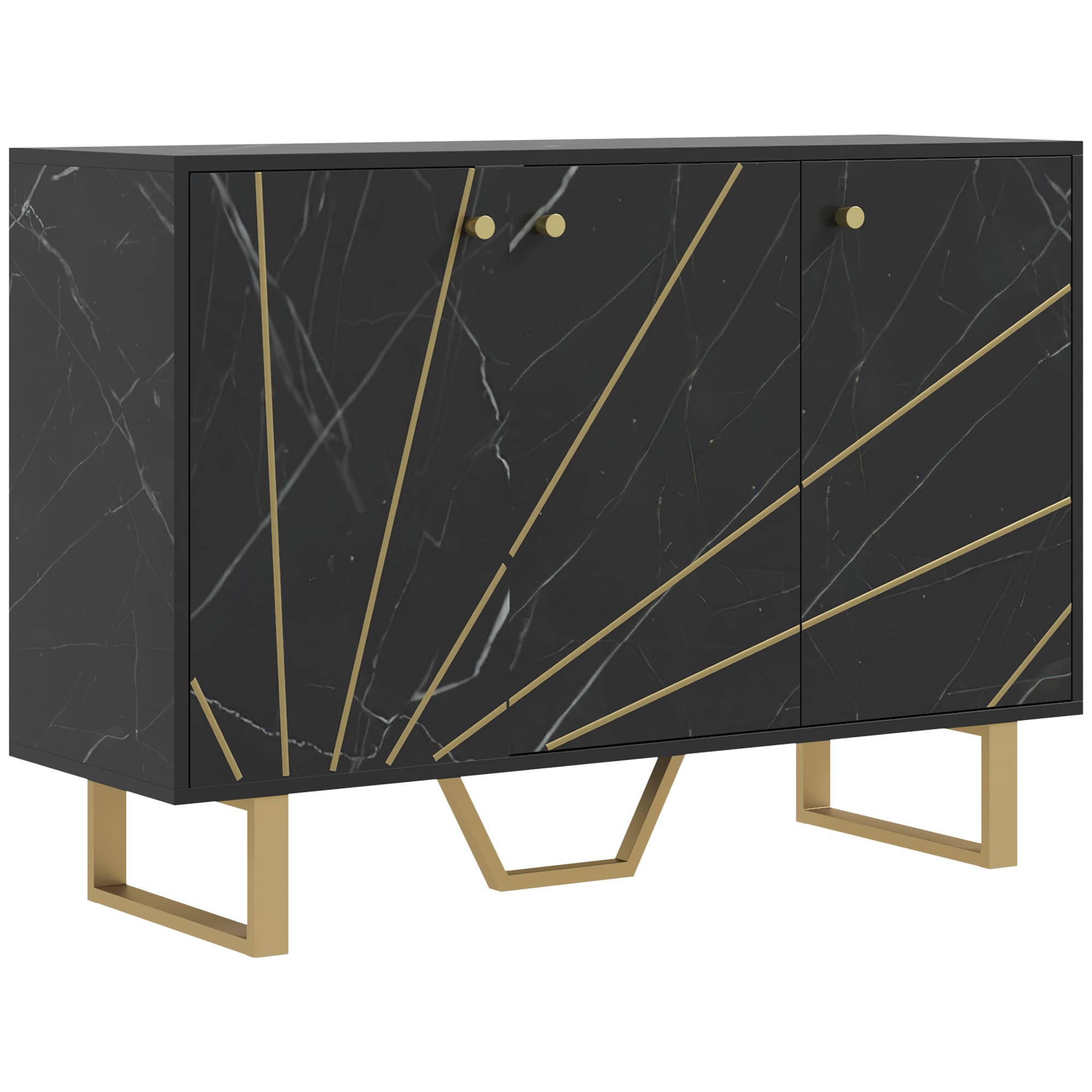 Transform Your Space with this Black Marble Tone Sideboard - Black