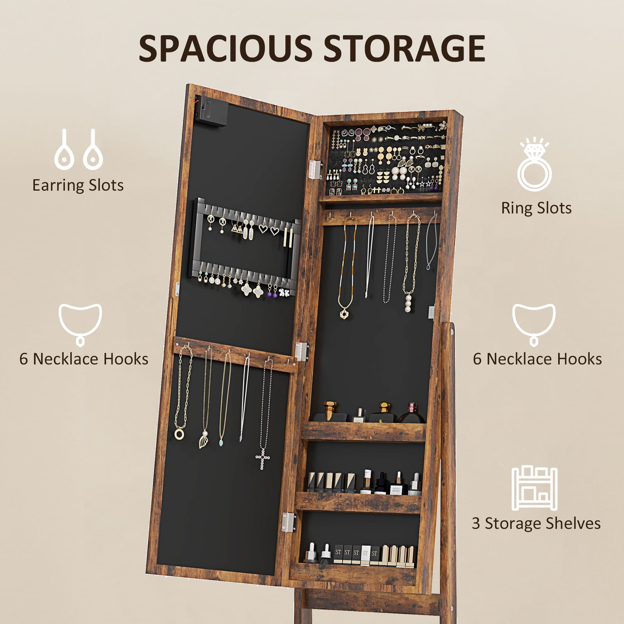 Transform Your Routine with this LED Mirrored Jewellery Cabinet - image 2