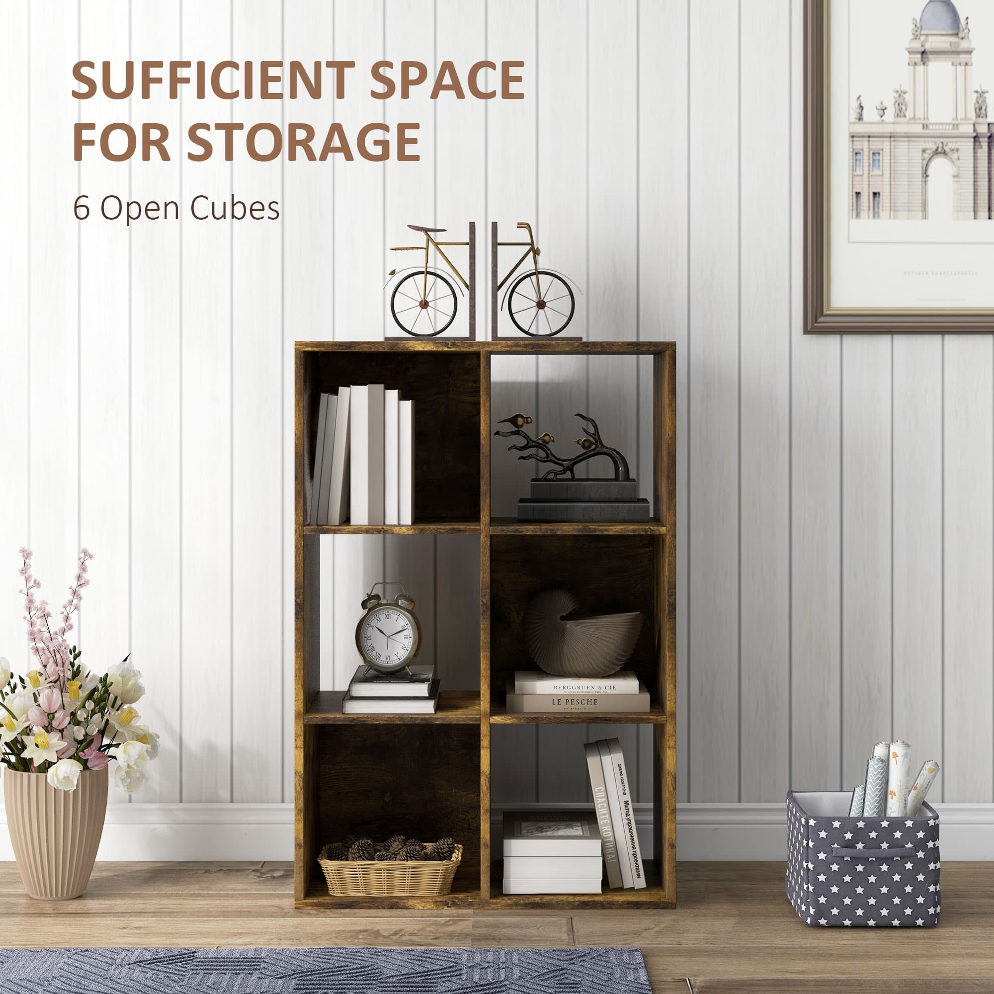 Versatile Six-Cube Storage in a Warm Rustic Brown - image 3