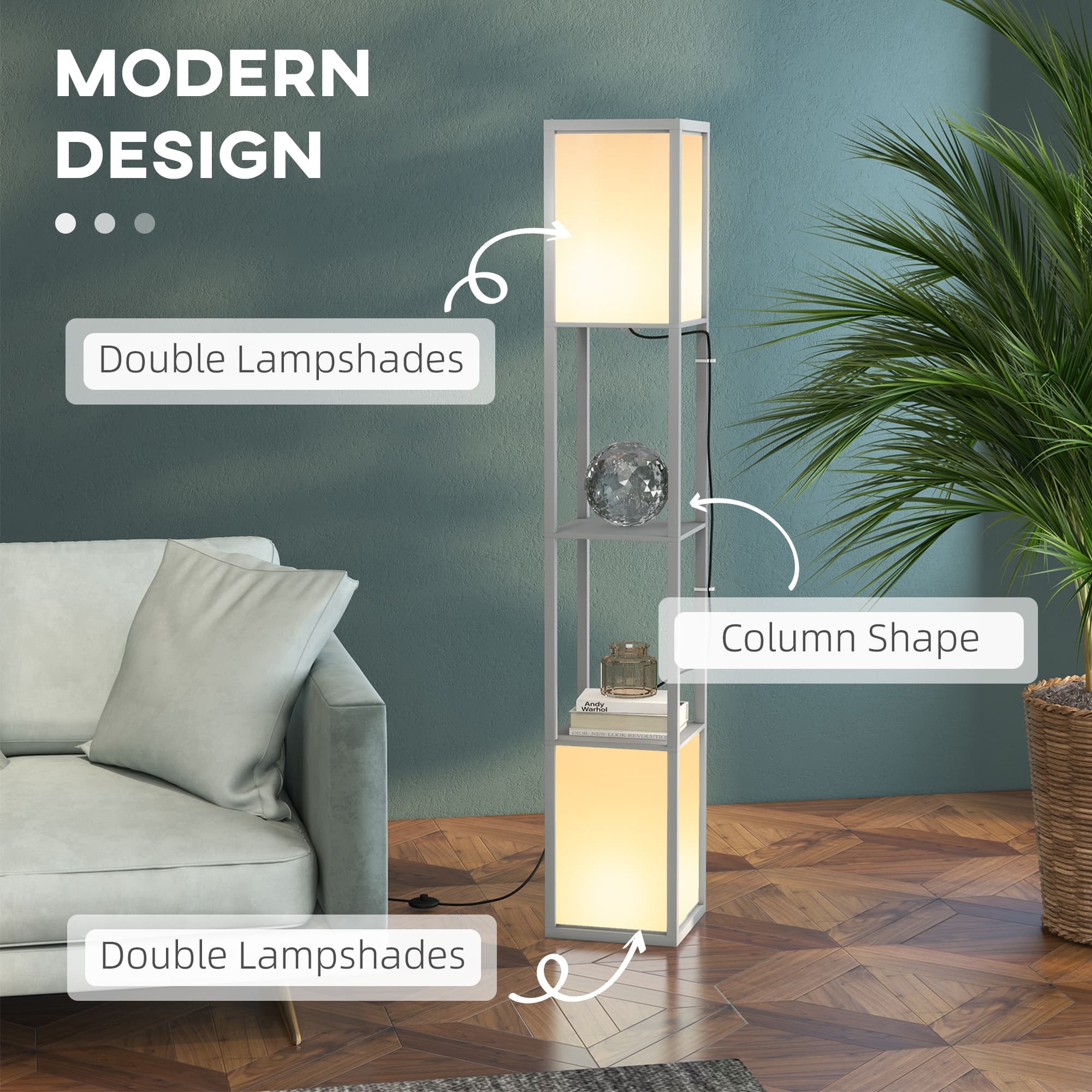 Transform Your Space With This Grey Shelf Floor Lamp - image 3