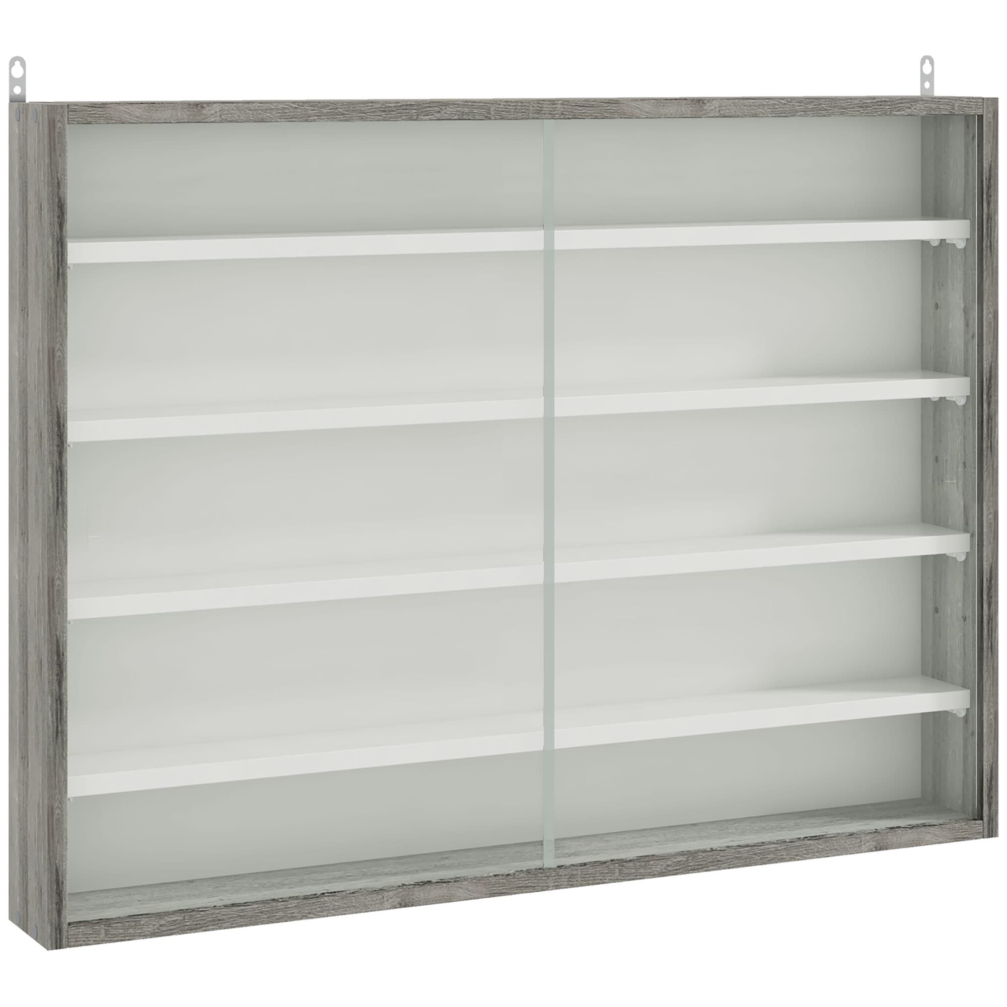 Transform Your Space with this Grey Wood Wall Display Cabinet - Grey wood grain