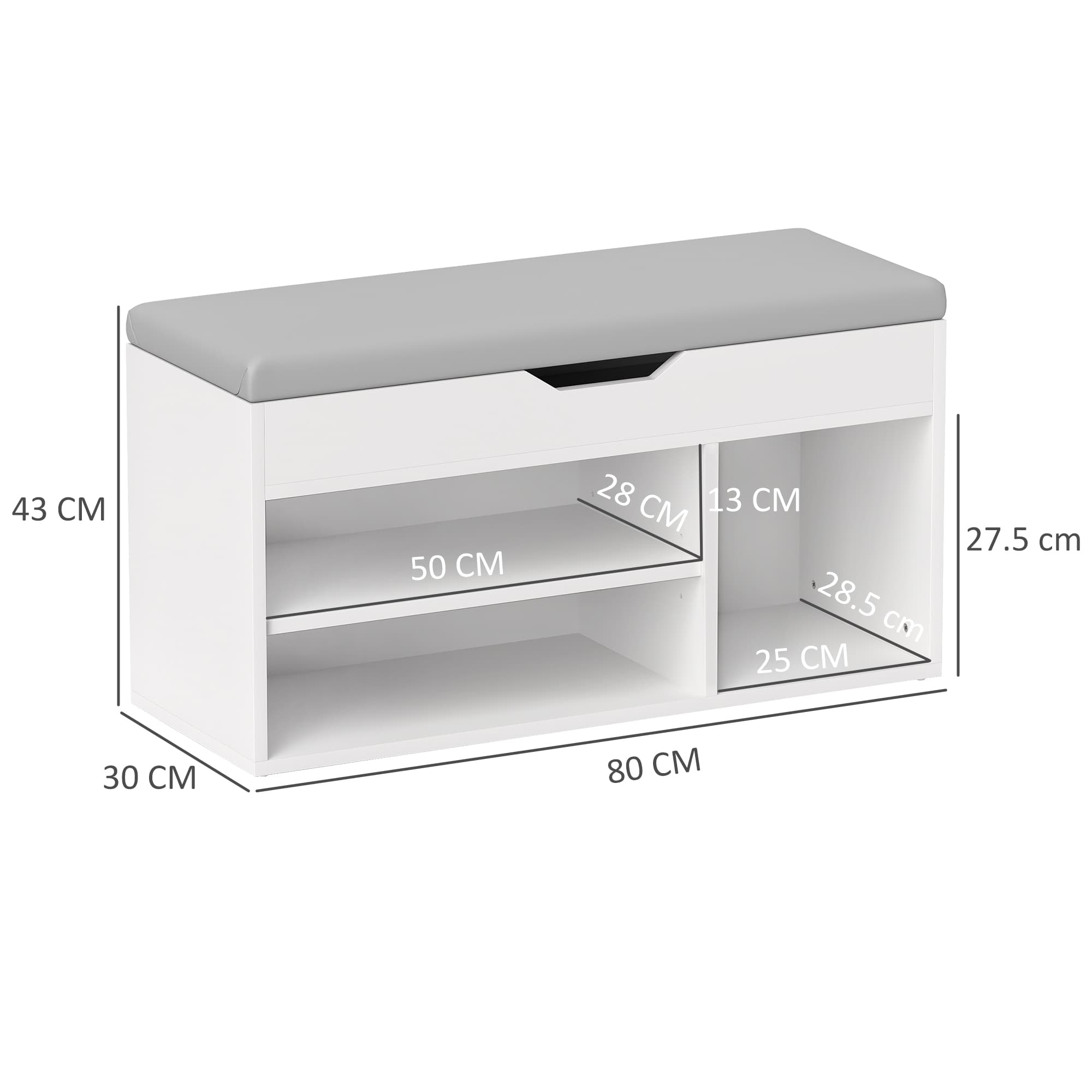 Shoe Storage Bench With Cushioned Seat and Open Shelves - image 3