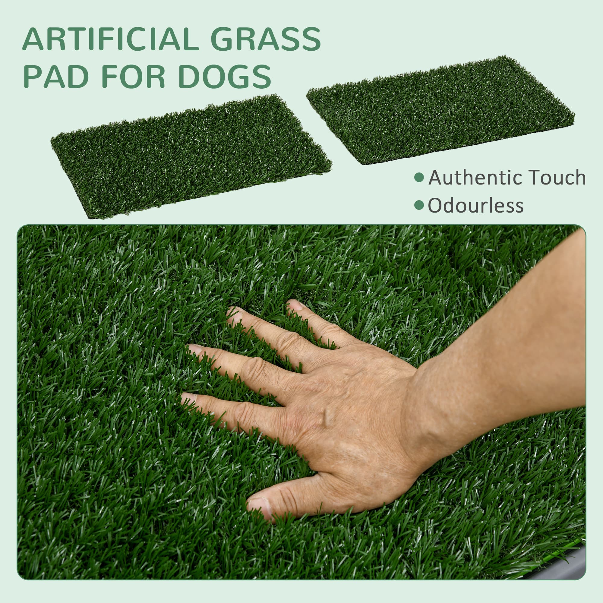 PawHut Dog Grass Toilet Pad with Drain Tray, 2 Packs, 67 x 41cm - image 4