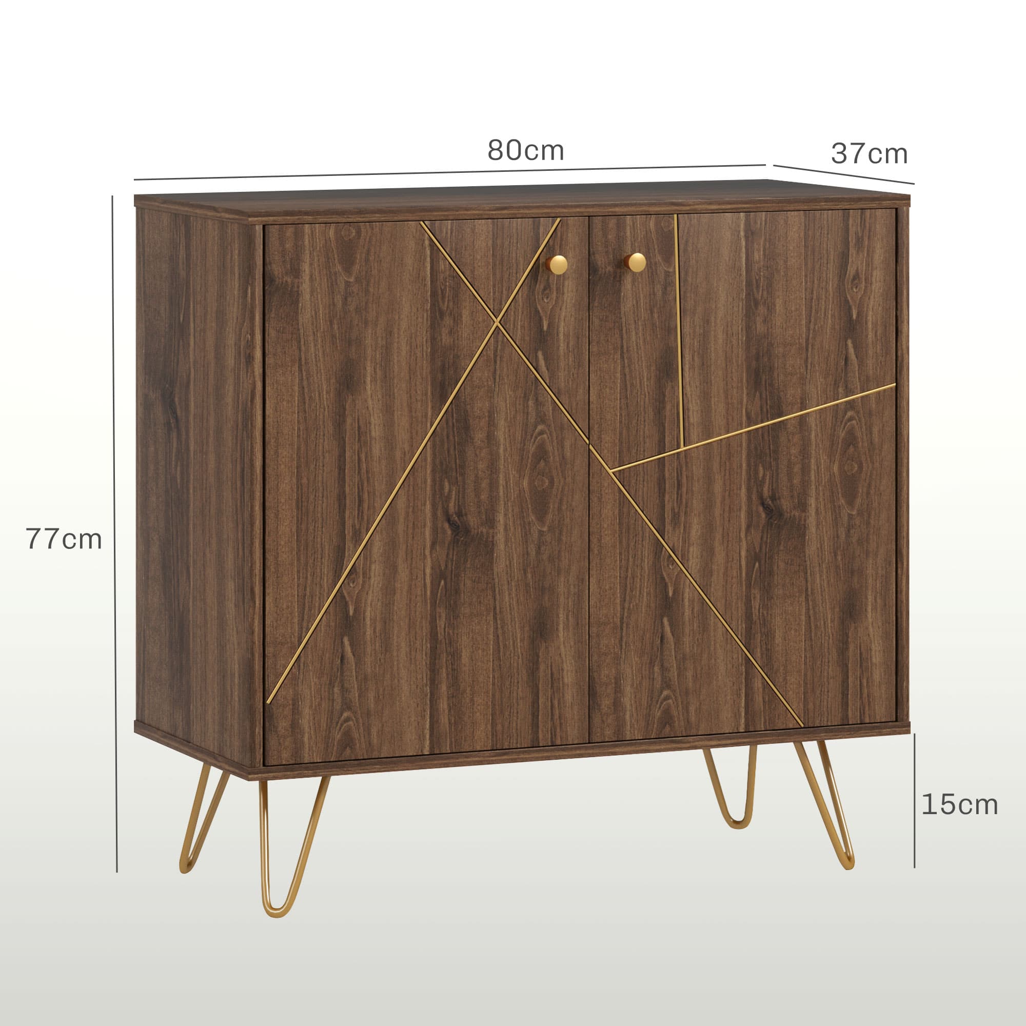 Two-Door Storage Sideboard with Gold Accents and Hairpin Legs - image 3