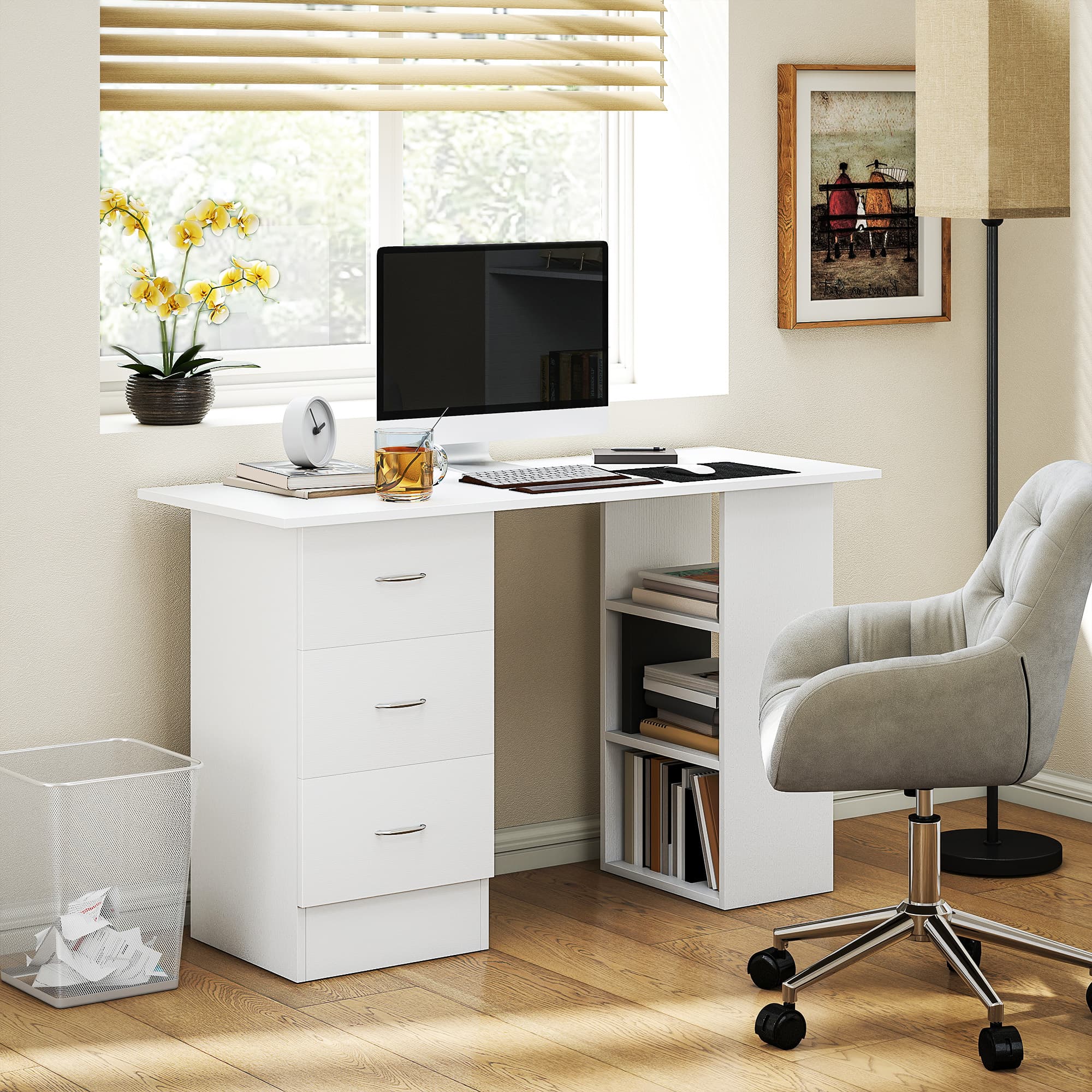 Transform Your Workspace with this Modern White Desk - image 1