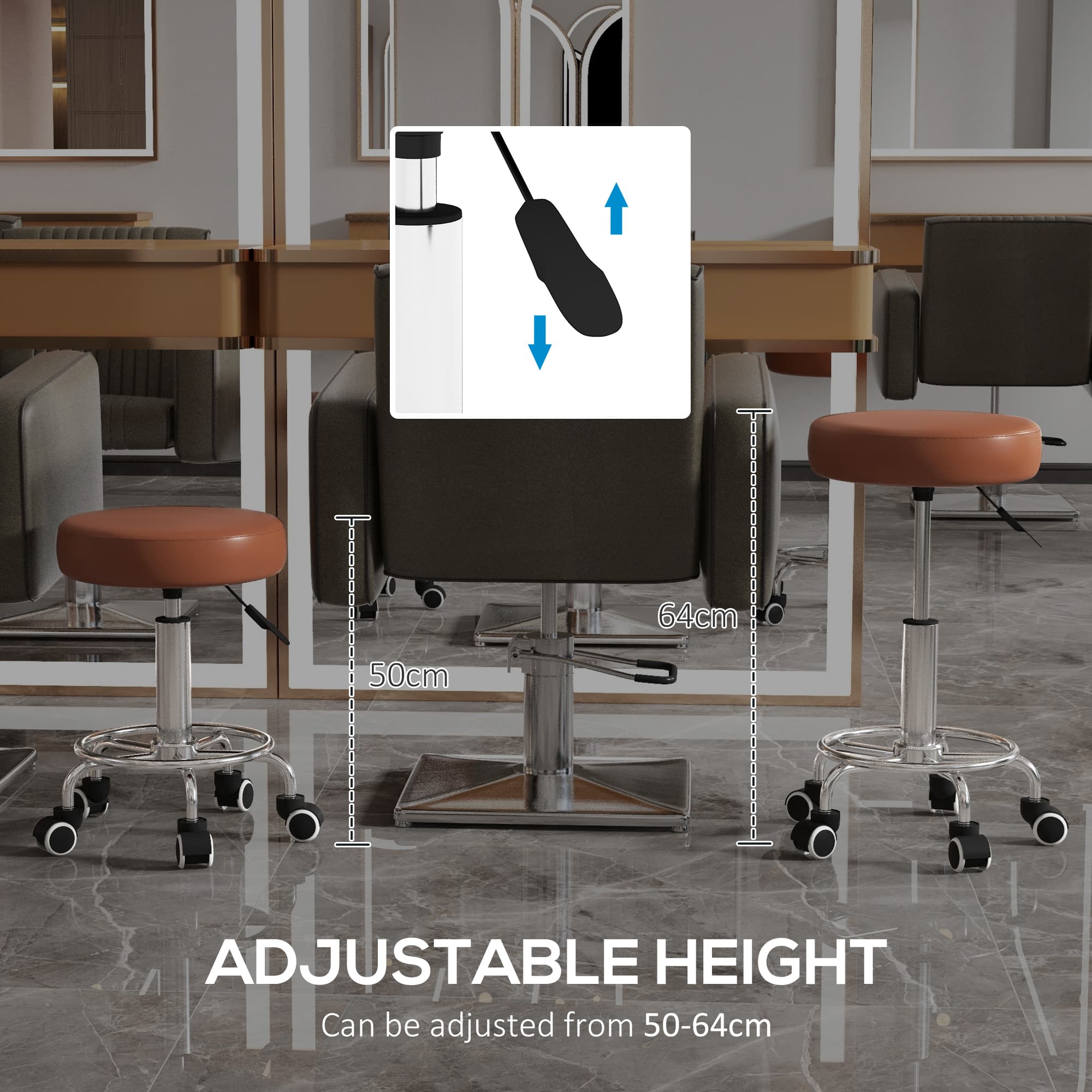 Rolling Height-Adjustable Stool for Salon, Spa or Home Use - image 1