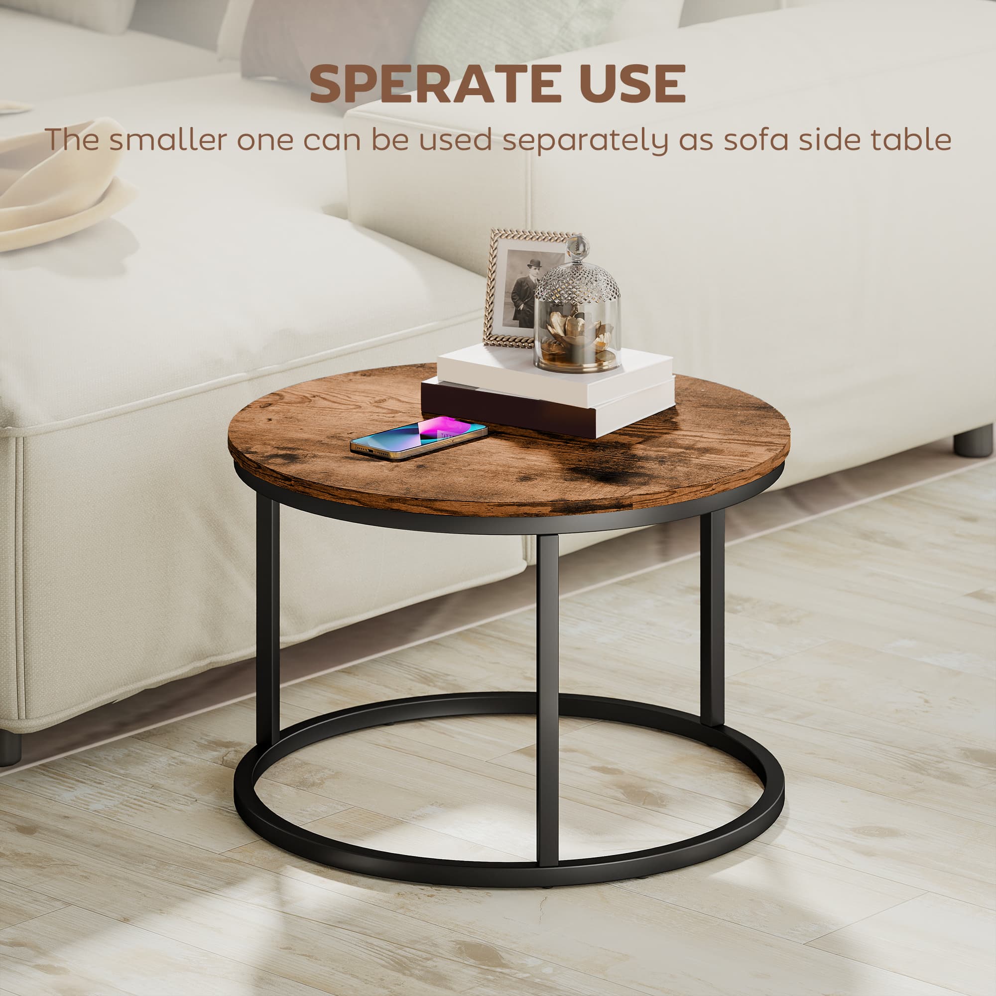 Two Round Nesting Tables That Work Together or Apart - image 3