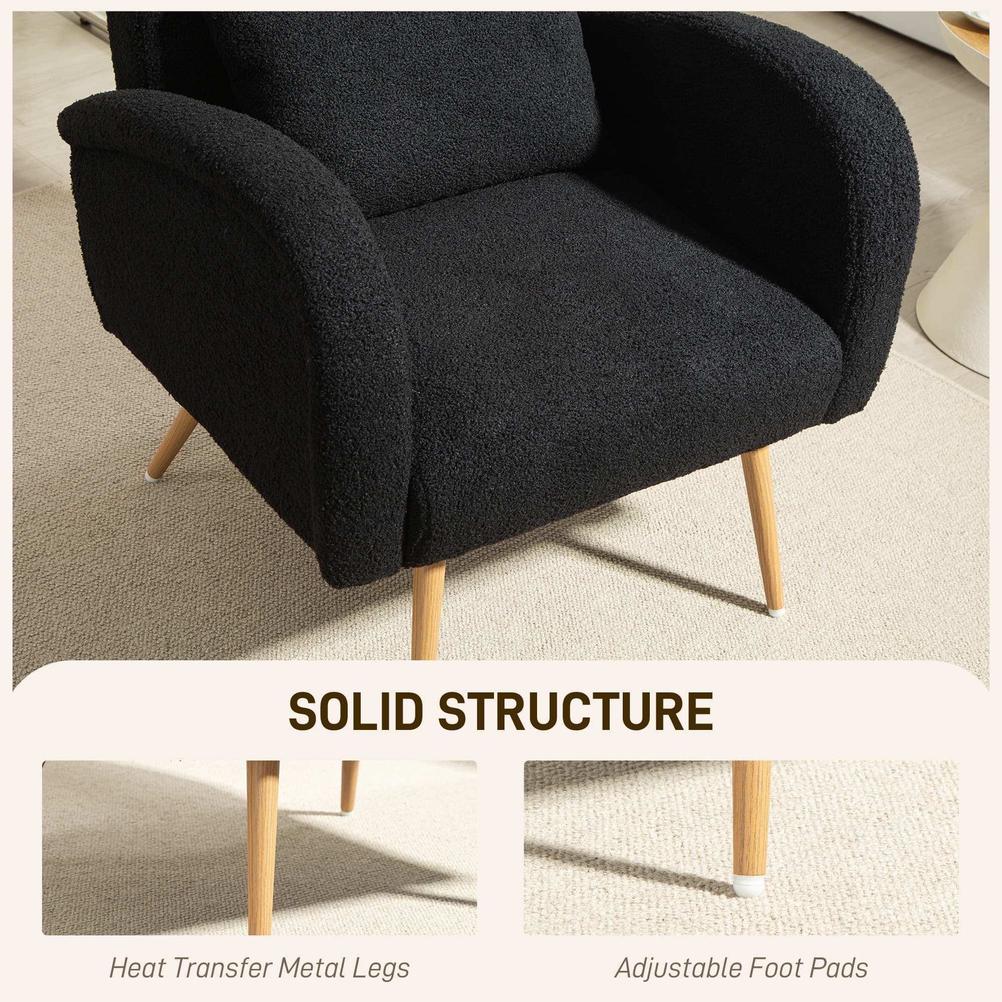 Sink Into Comfort with this Black Teddy Fleece Accent Chair - image 3