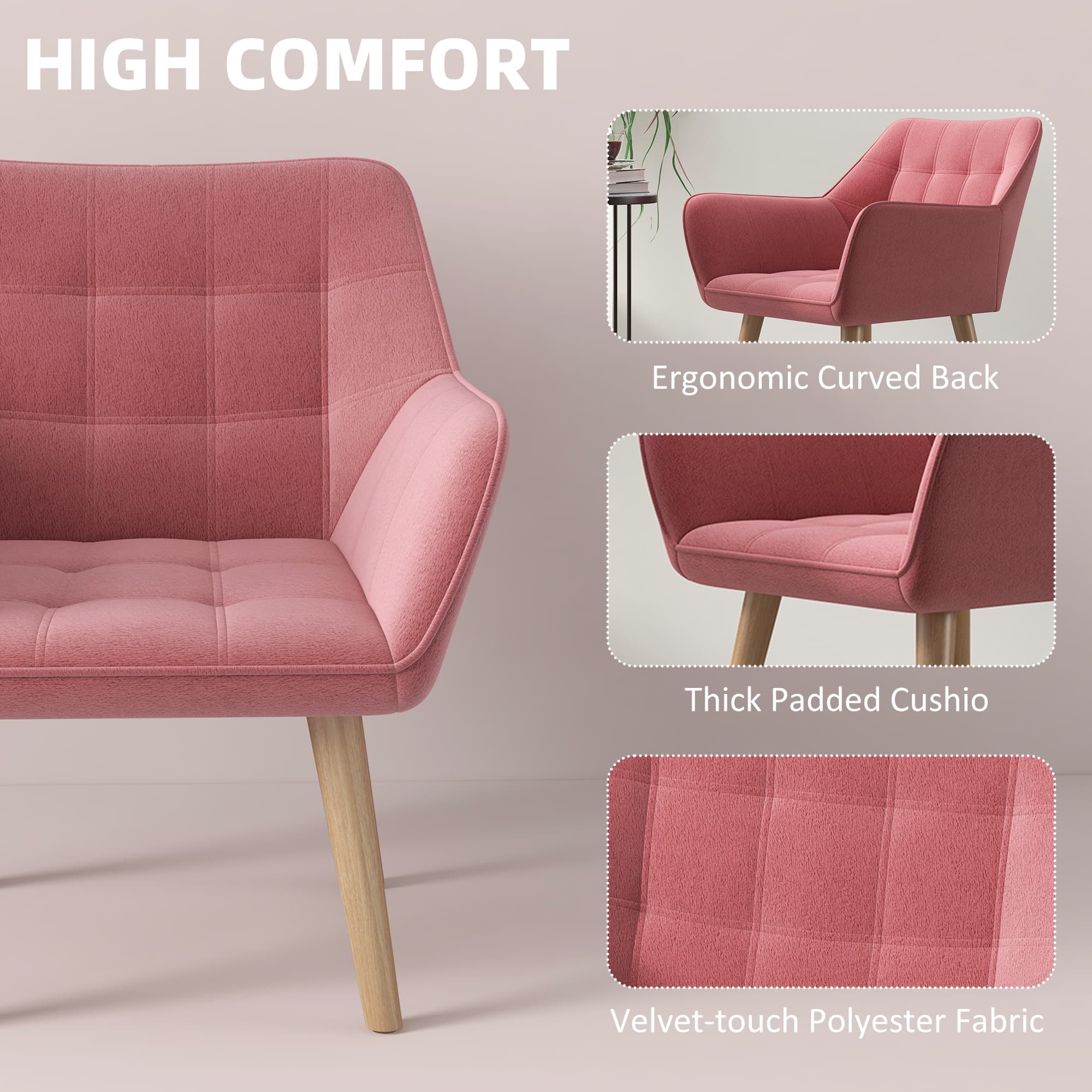 Sink Into Comfort with this Luxe Pink Velvet Accent Chair - image 3