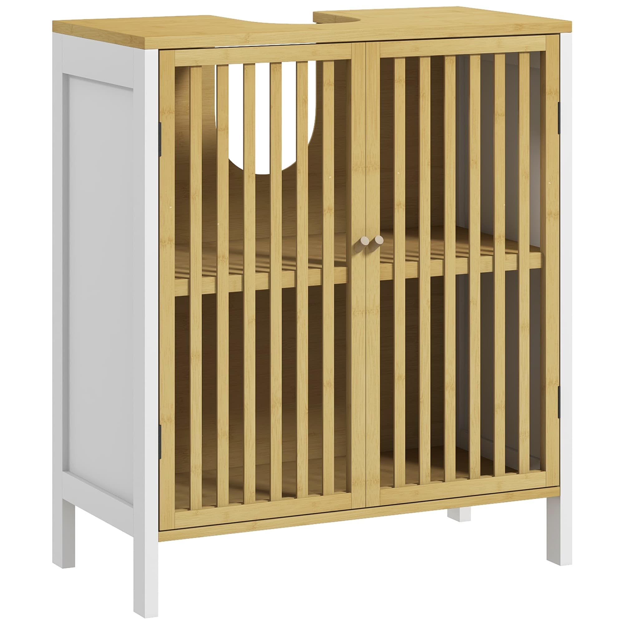 White bamboo-blend under sink cabinet - image 6