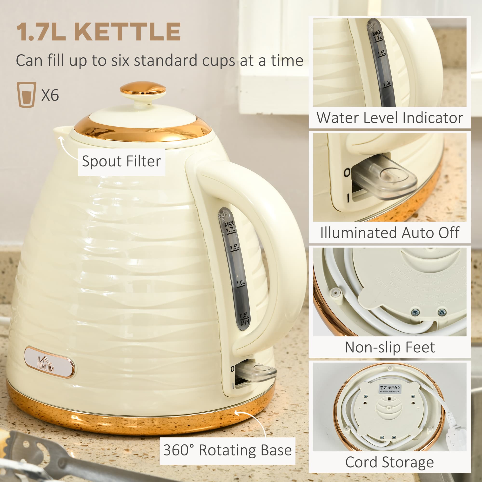 Effortless Breakfasts: Beige Kettle & 4-Slice Toaster Set - image 1