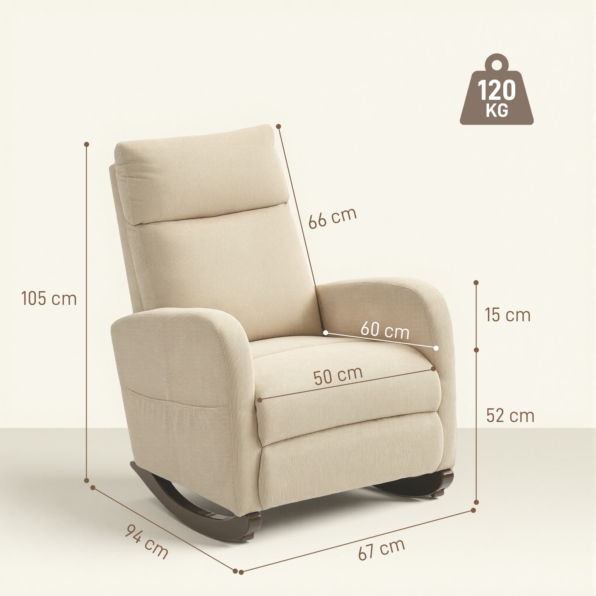 Relax in Style with the Beige Corduroy Rocking Armchair - image 1