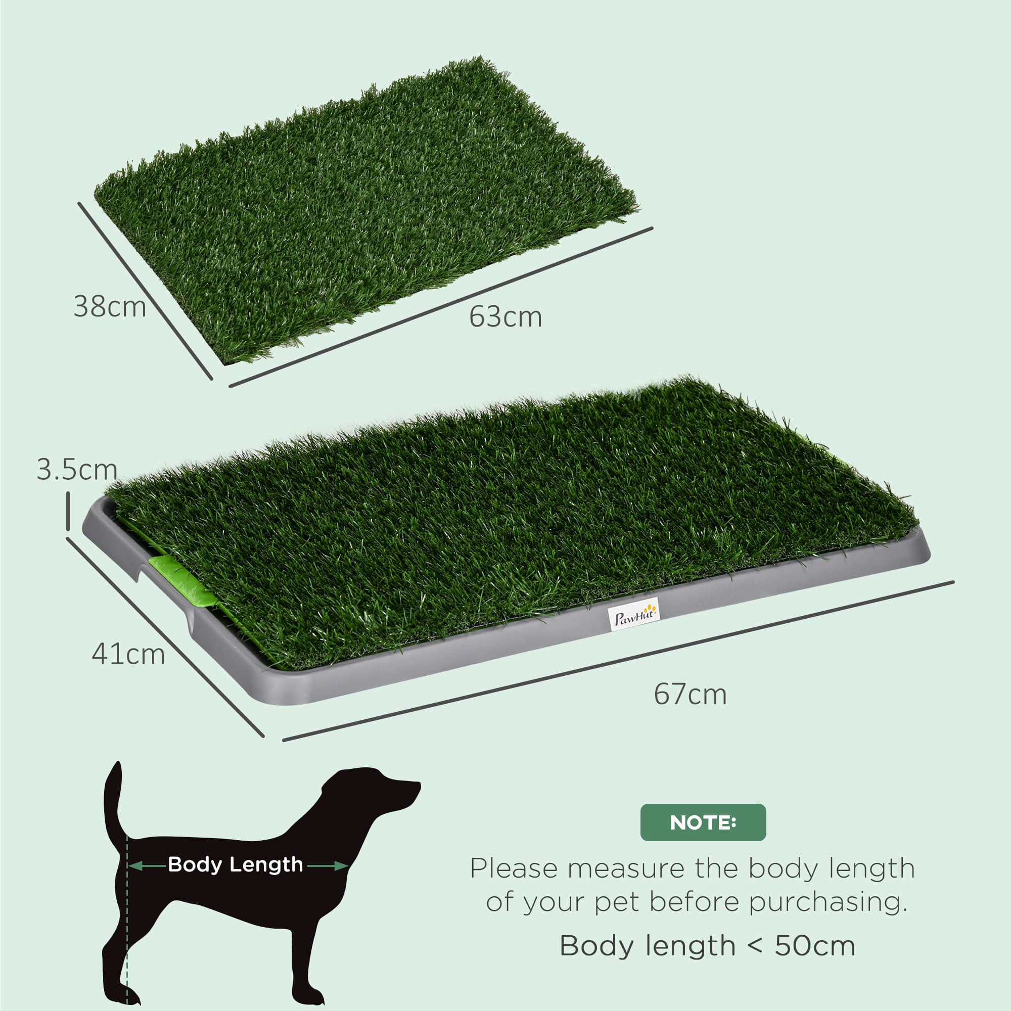 PawHut Dog Grass Toilet Pad with Drain Tray, 2 Packs, 67 x 41cm - image 5