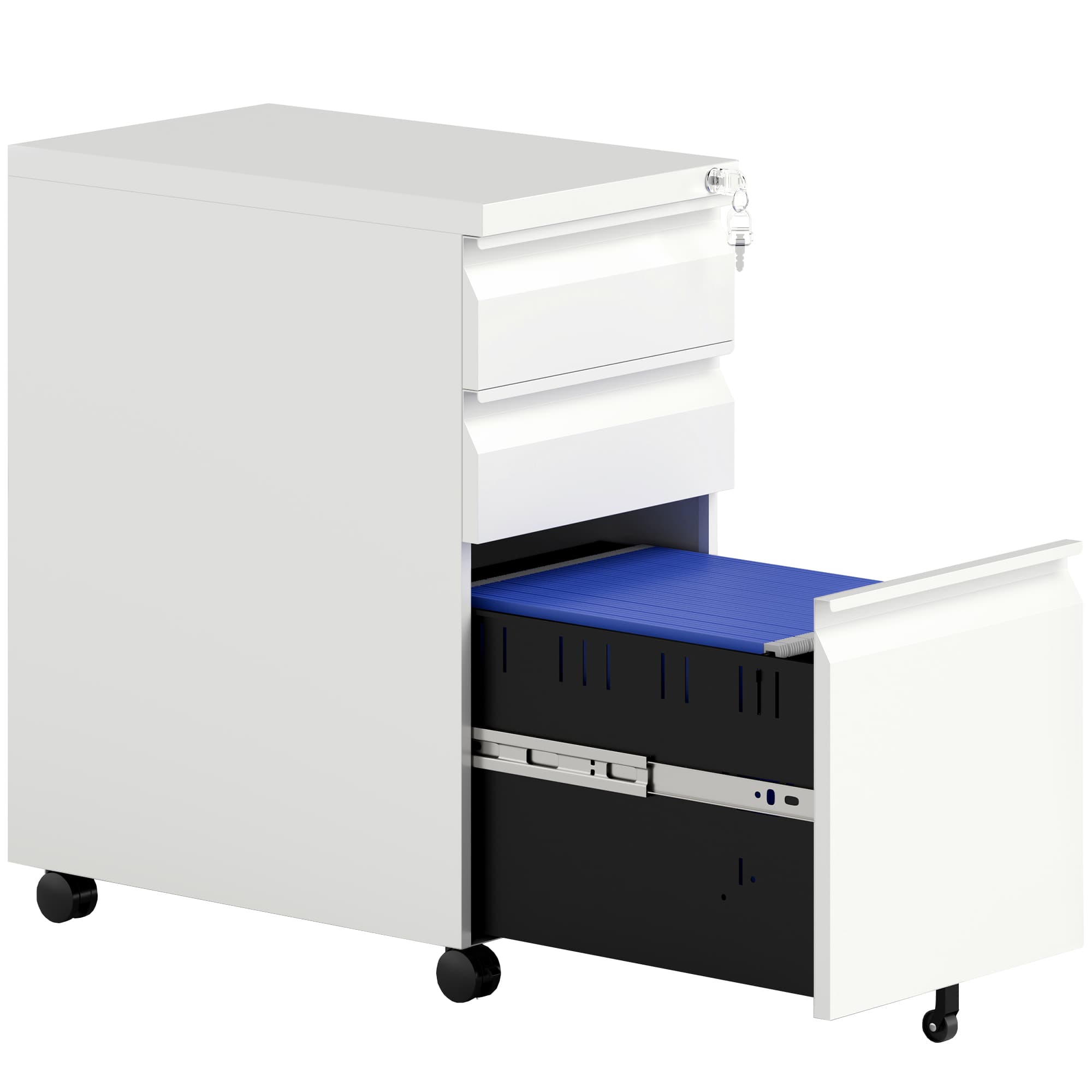 Organise Effortlessly with the Vinsetto Mobile Filing Cabinet - White