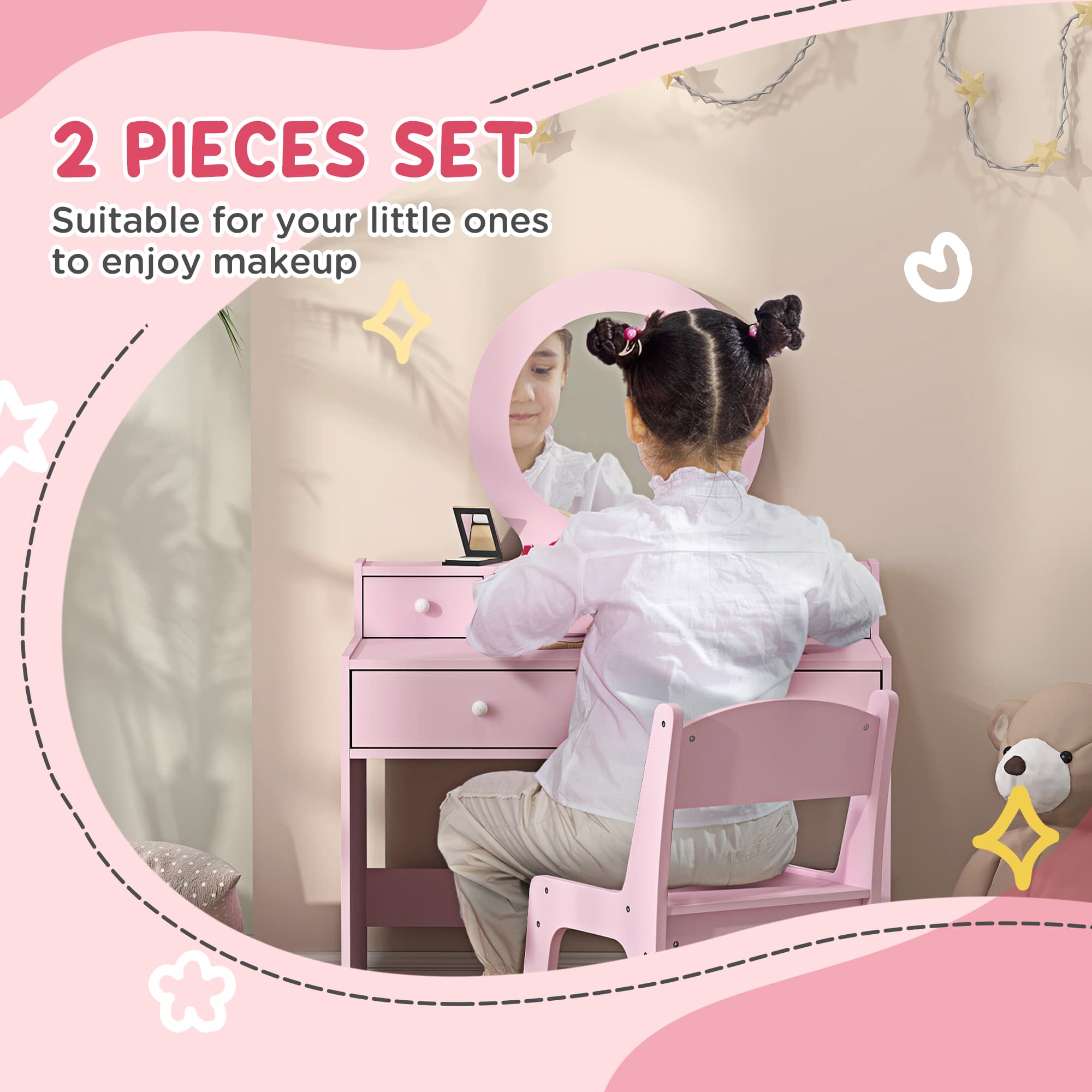 Transform Playtime with this Pink Kids Dressing Table Set - image 2