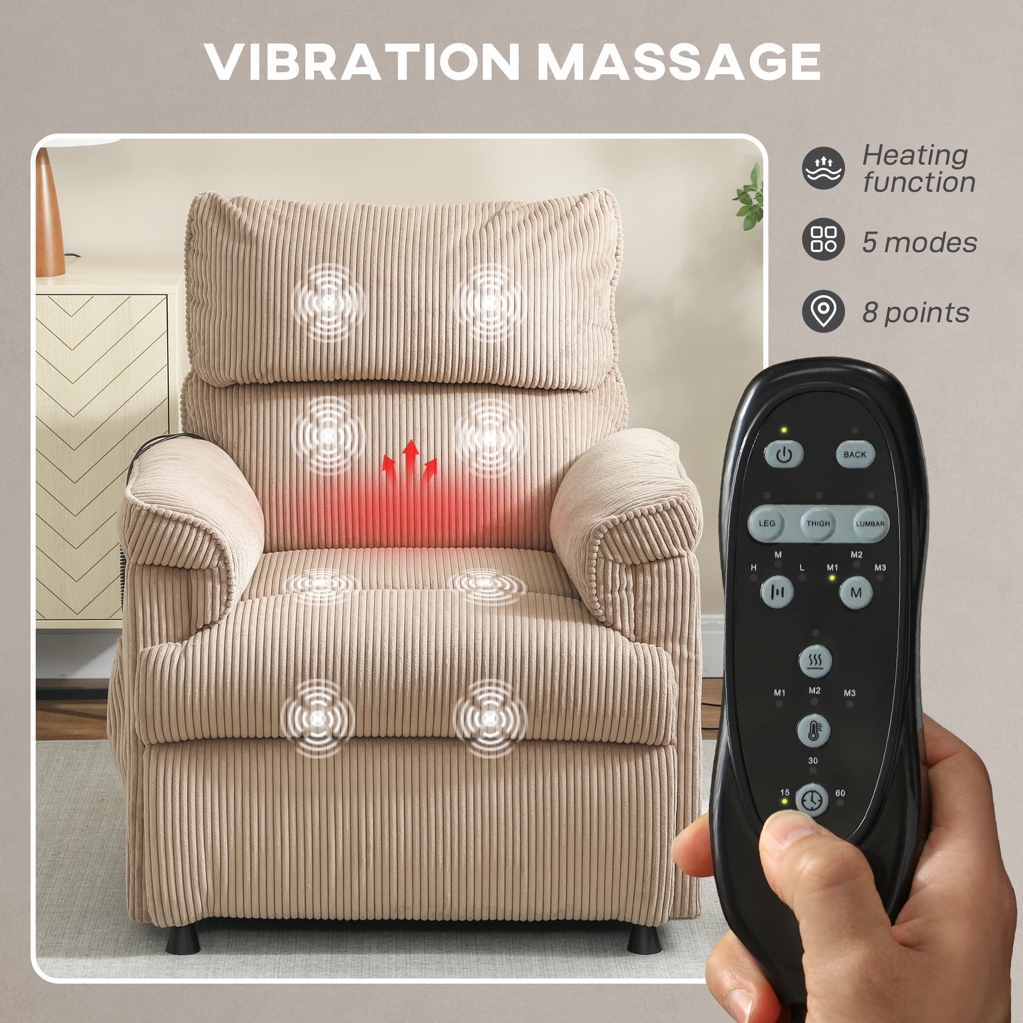 Transform Your Rest with the Corduroy Massage Recliner - image 3
