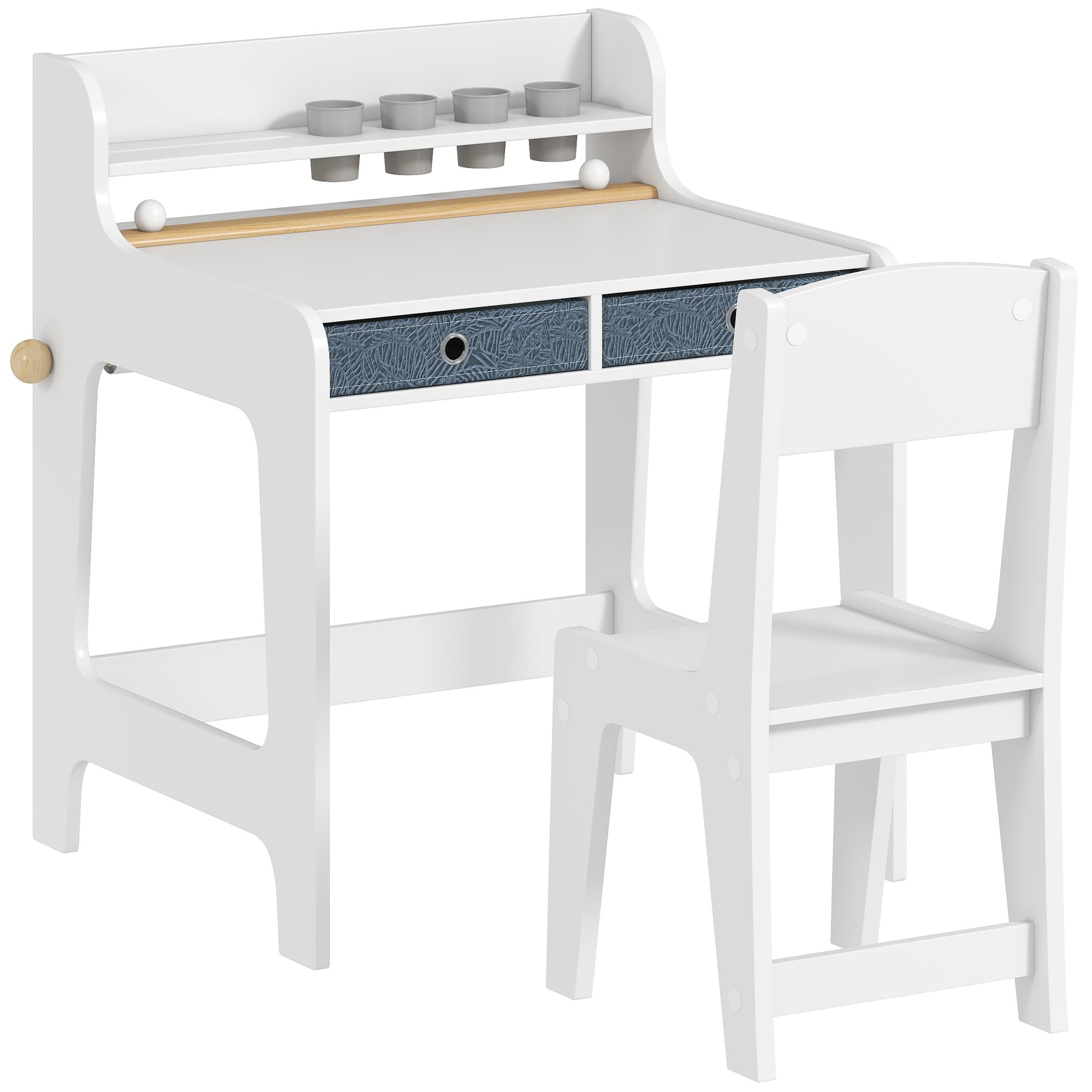 White children's art desk with chair and storage - image 6