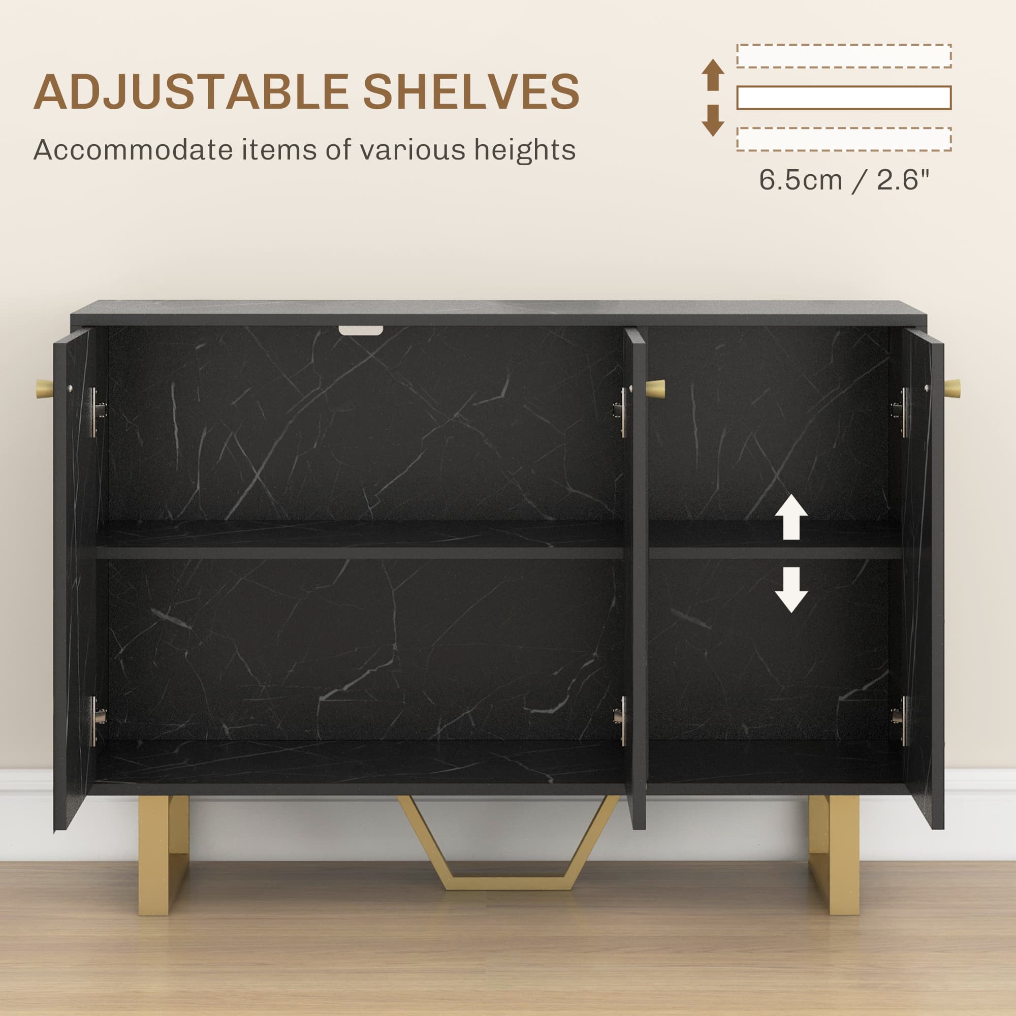 Transform Your Space with this Black Marble Tone Sideboard - image 2