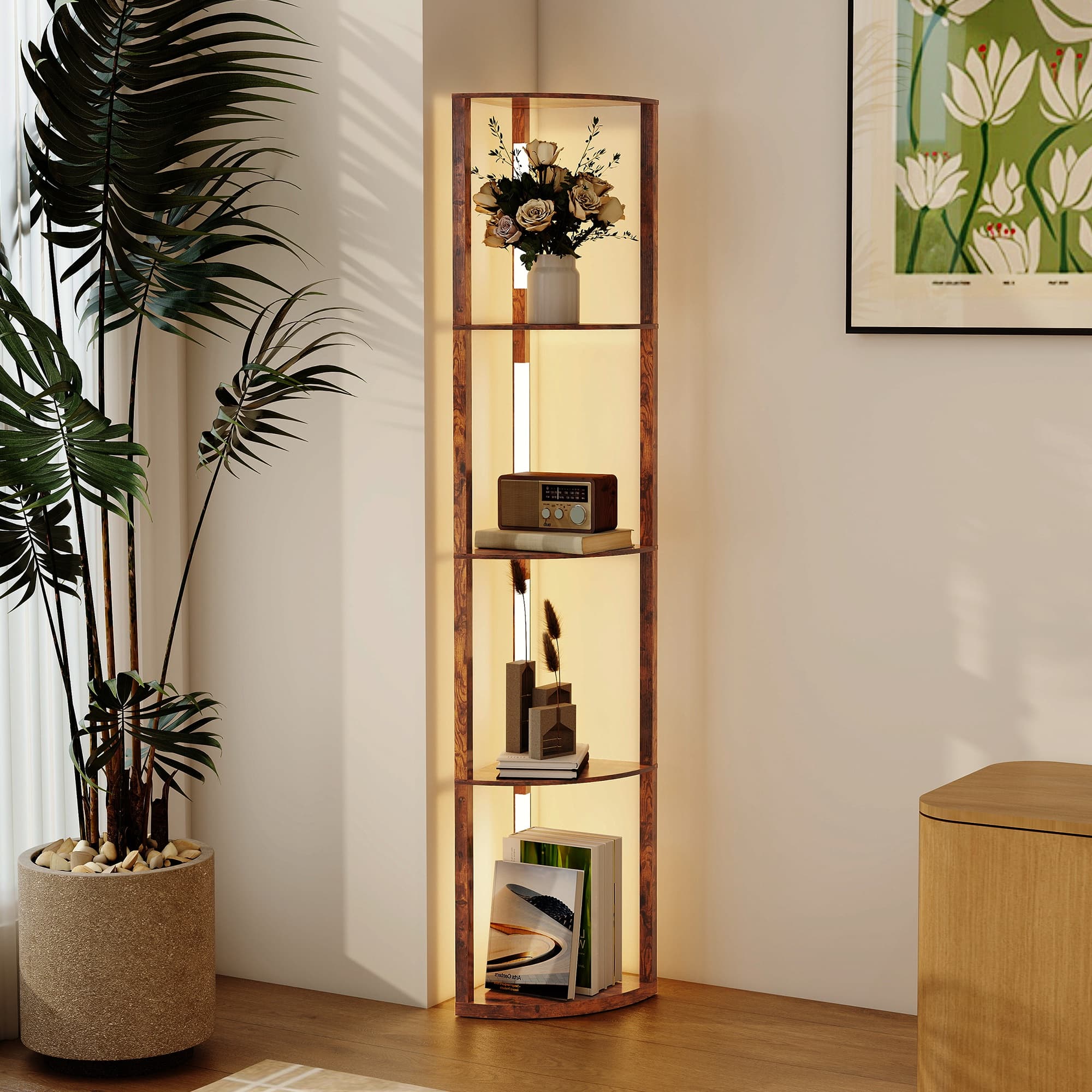 Transform Your Space with this Rustic LED Corner Shelf Lamp - image 5