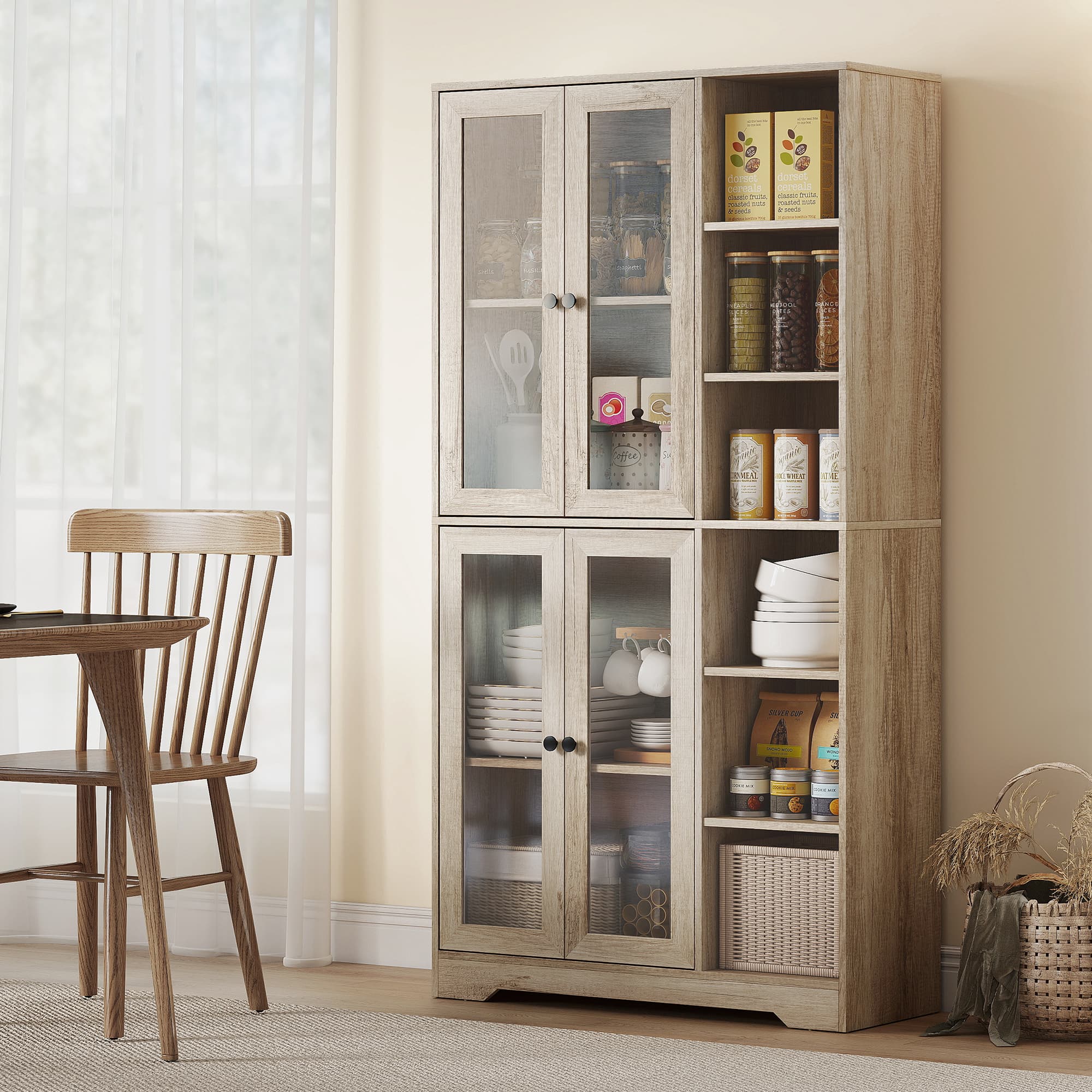 Effortless Organisation: Grey Wood-Effect Kitchen Cabinet - image 1