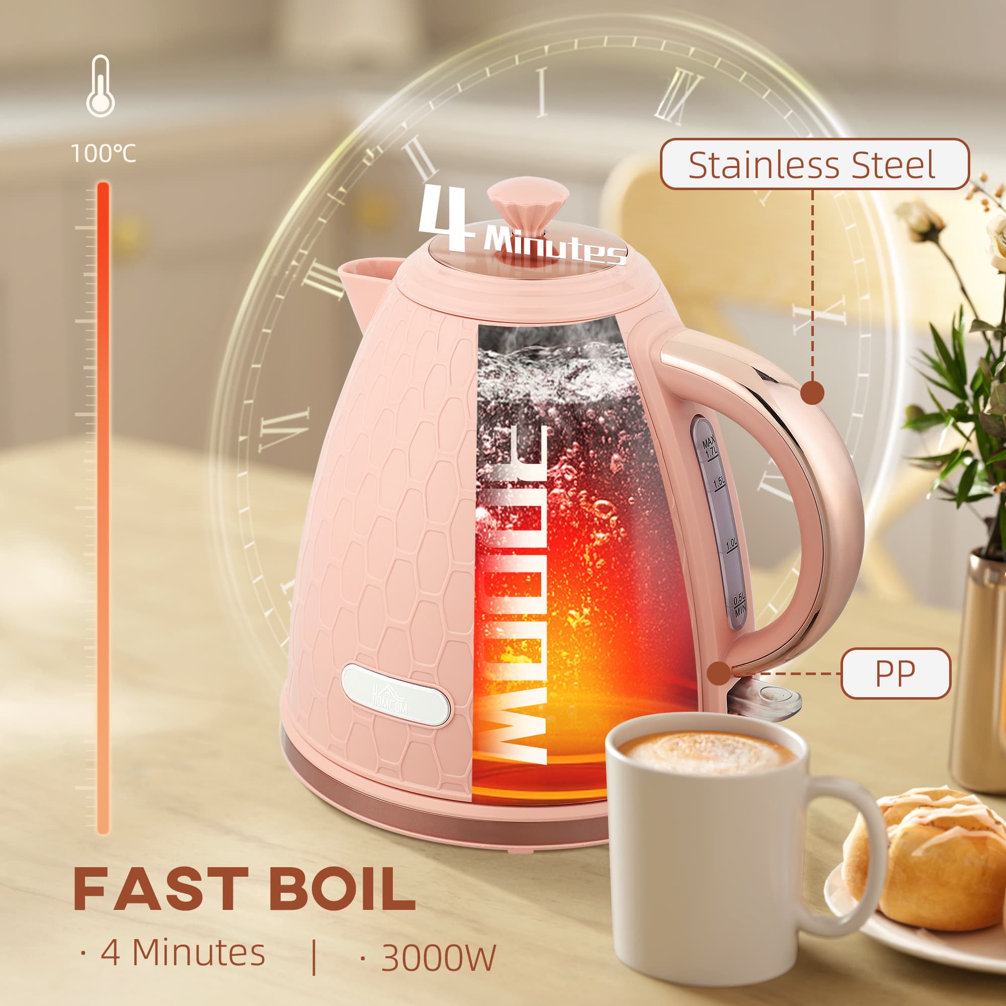 3kW Light Pink Rapid Boil Kettle - image 9