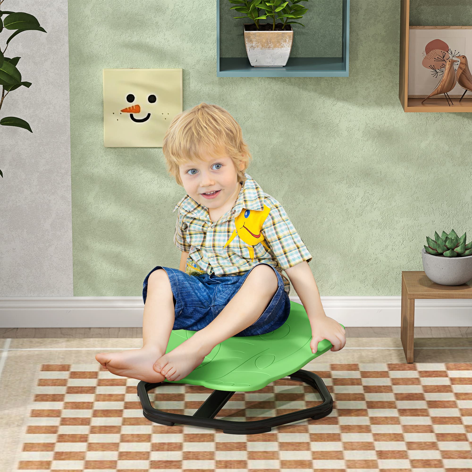 Calming Green Elephant Sensory Spinning Chair for Kids - image 1
