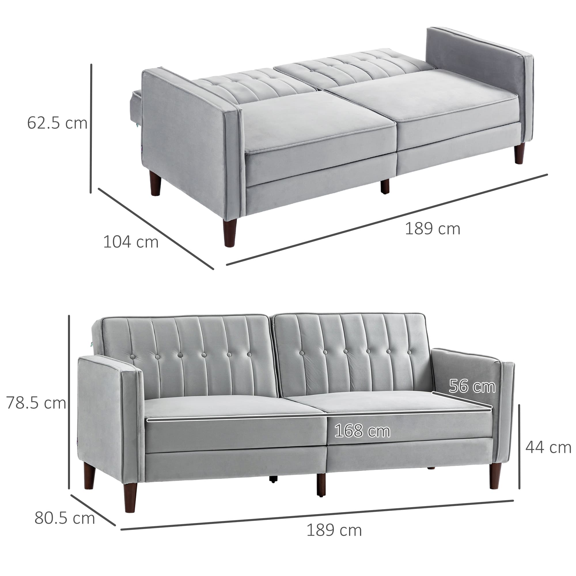 Transform Your Space with this Light Grey Velvet Sofa Bed - image 1