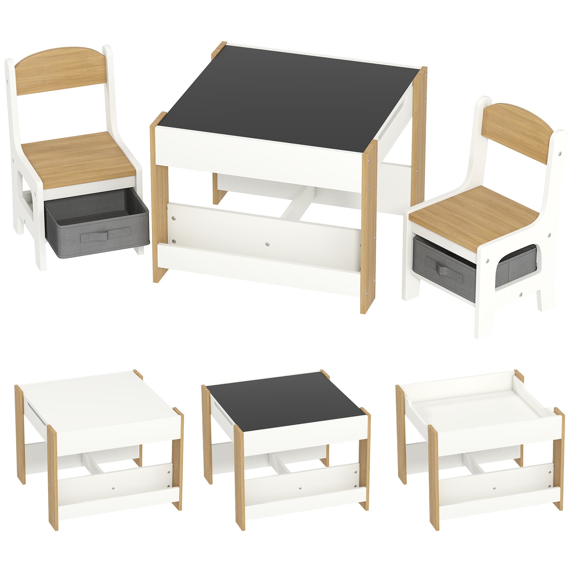 Transform Playtime with this 3-Piece Kids Table Set - Natural wood finish