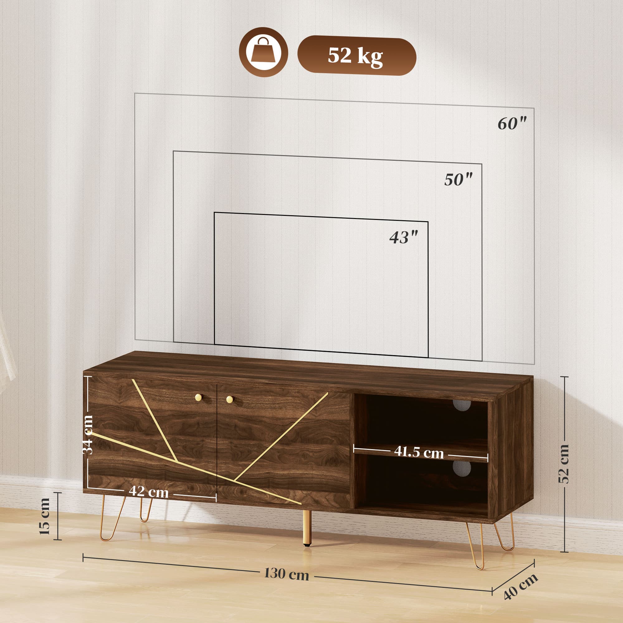 Modern 130cm TV Cabinet for Up to 60-Inch Screens - image 5