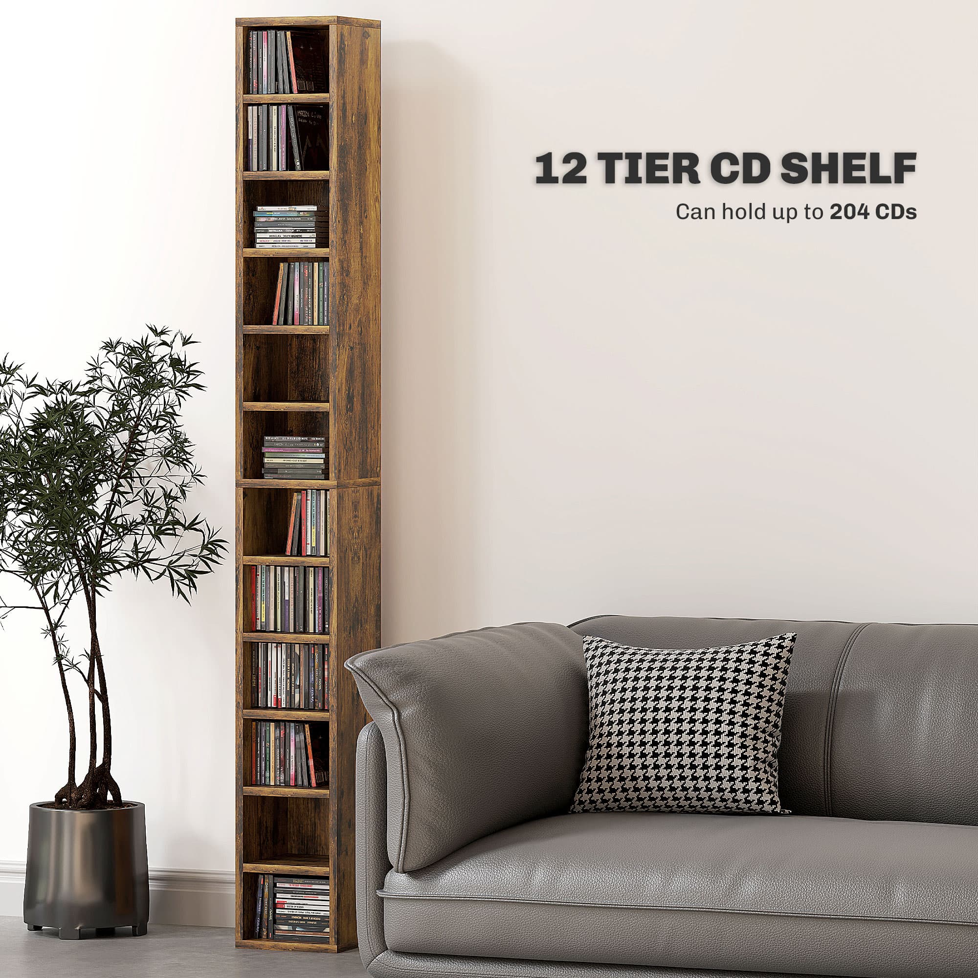 Organise Up to 204 CDs in a Slim Rustic Storage Tower - image 2