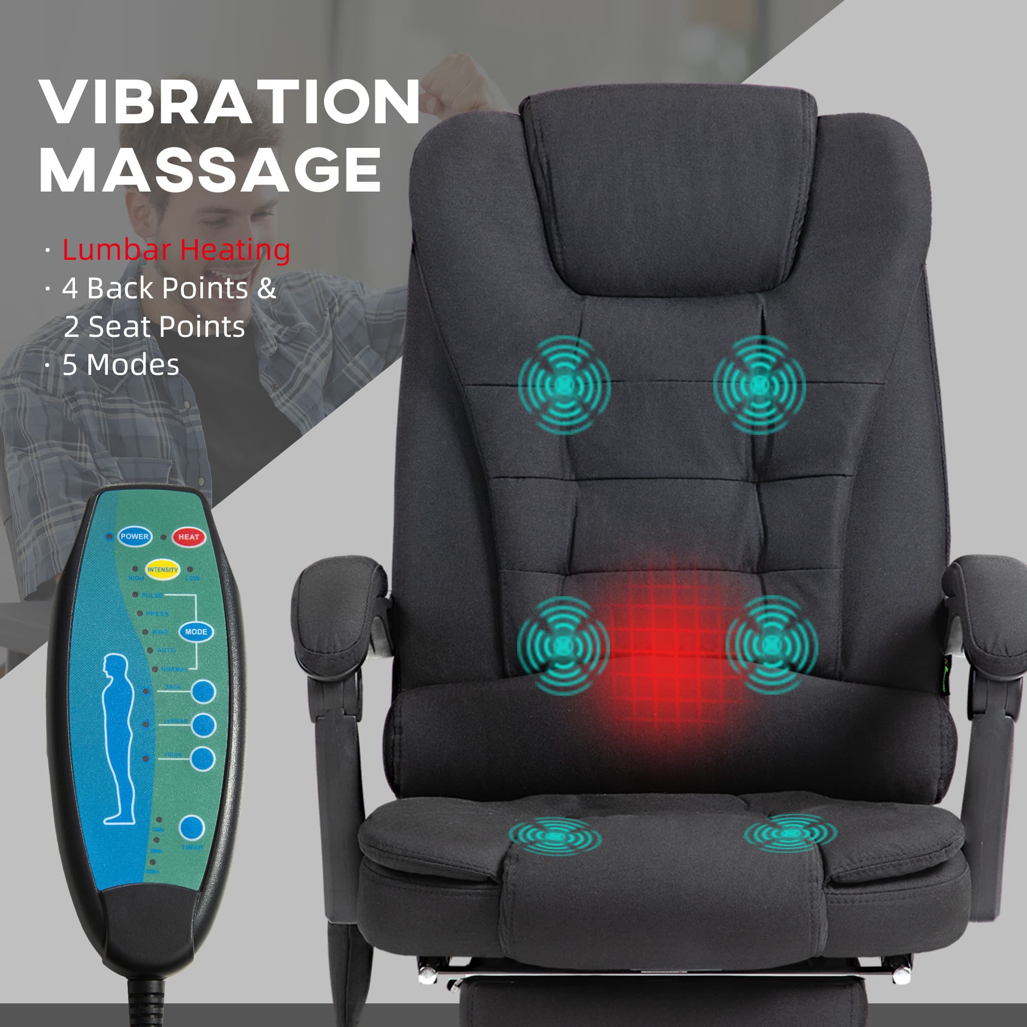 Transform Your Workday with the Vinsetto Heated Massage Chair - image 2