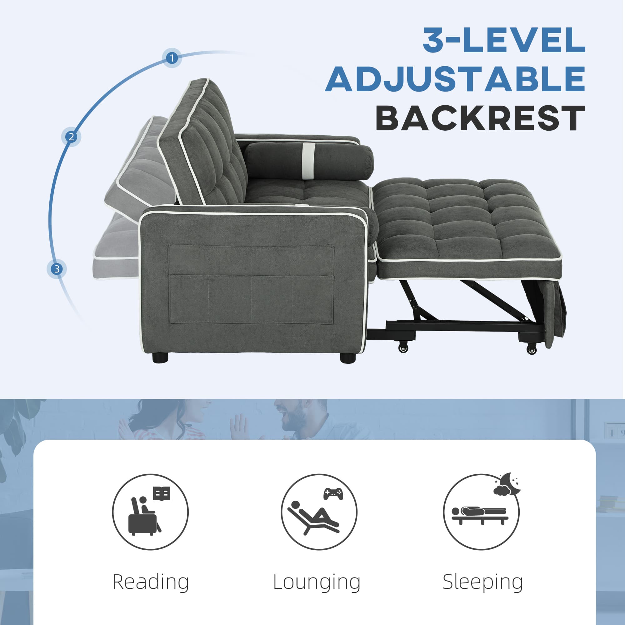 Transform Your Space with this 3-in-1 Charcoal Sofa Bed - image 4