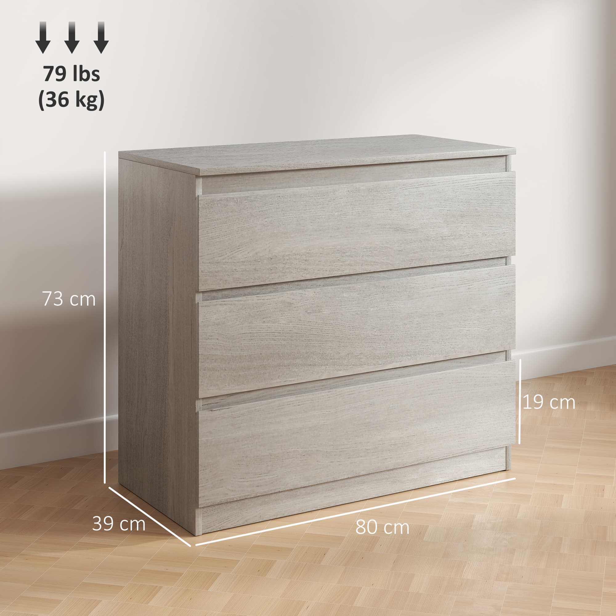Transform Your Bedroom with this Grey 3-Drawer Chest - image 2