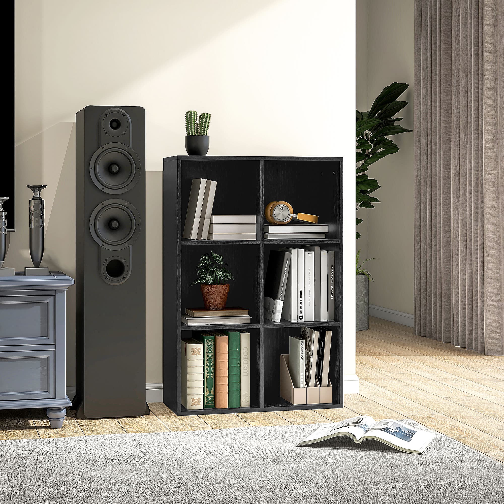 Modern Black Six-Cube Bookcase for Effortless Organisation - image 2