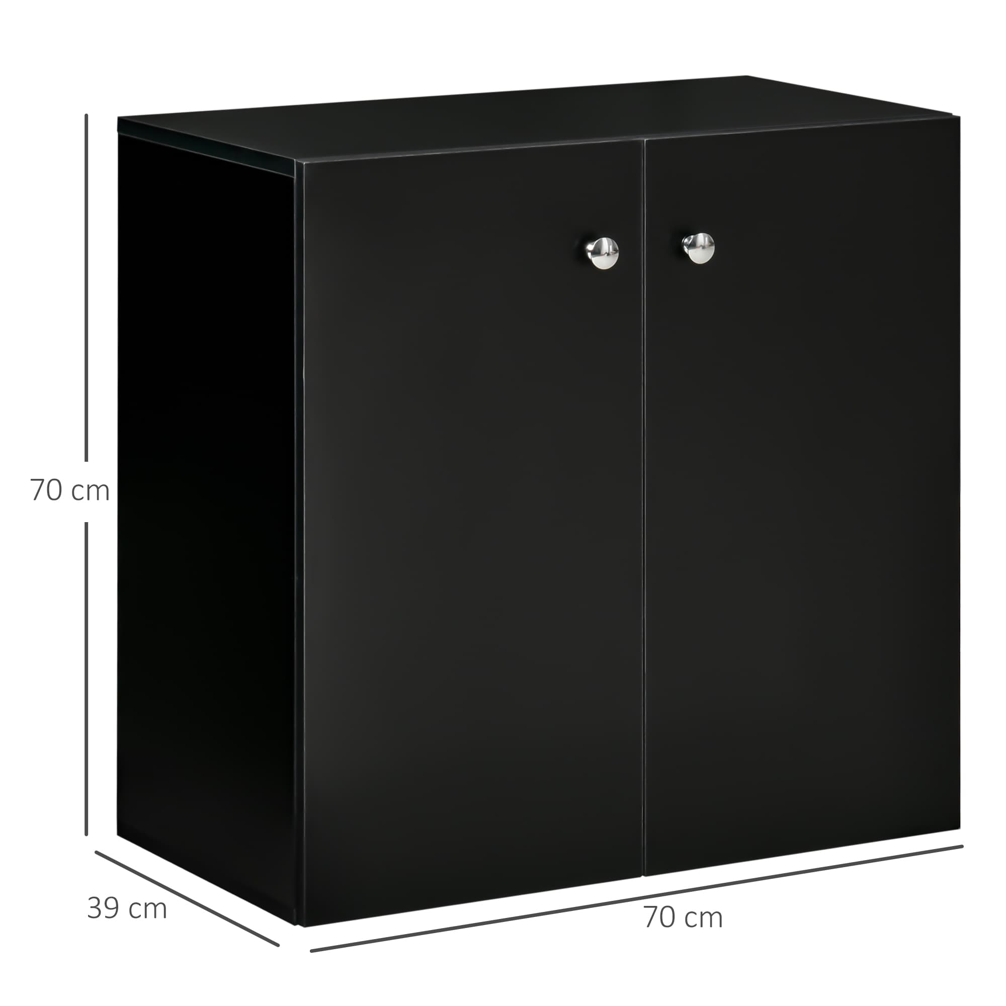 Modern Black Freestanding 2-Tier Storage Cabinet - image 3