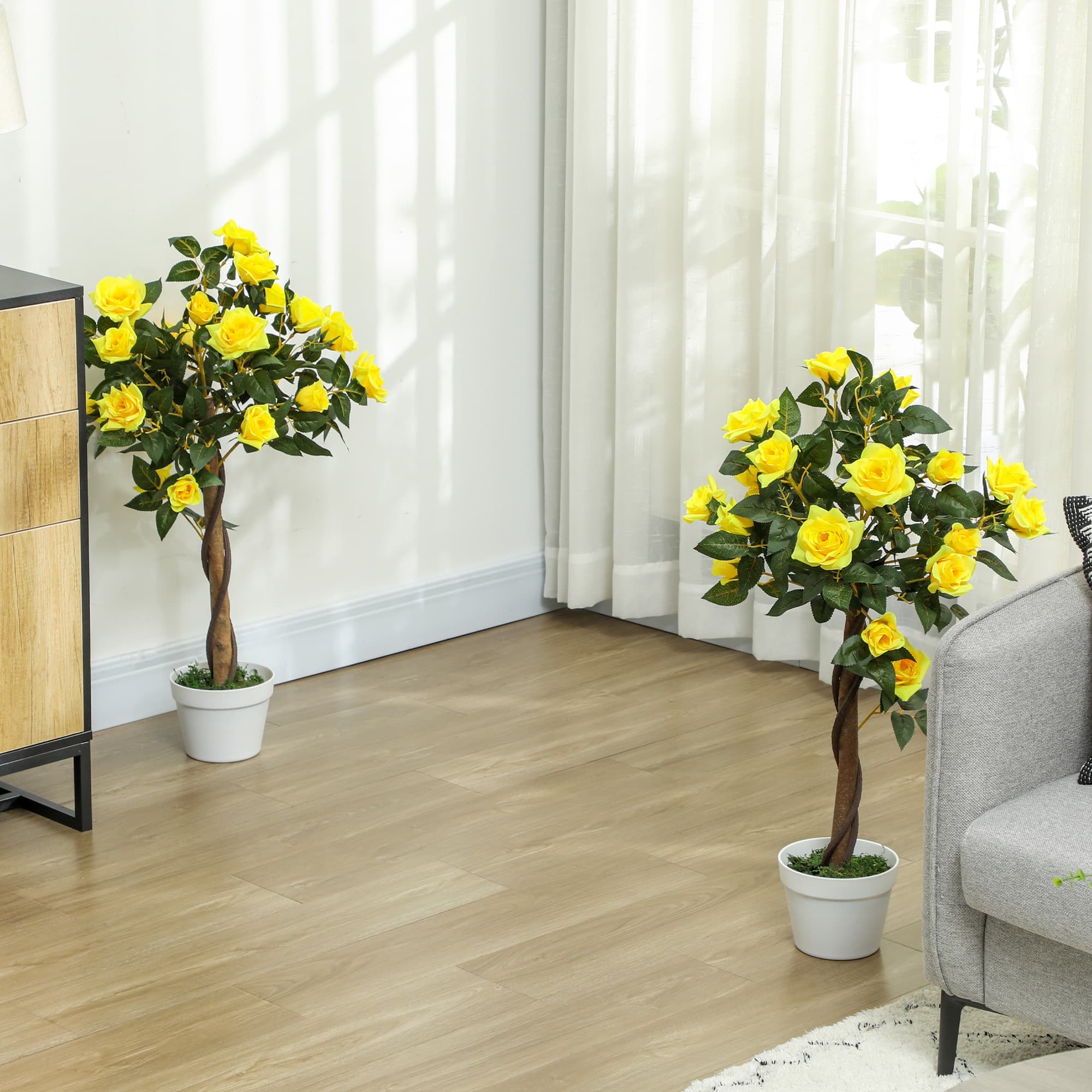 Transform Your Space with 90cm Artificial Yellow Rose Plants - image 2
