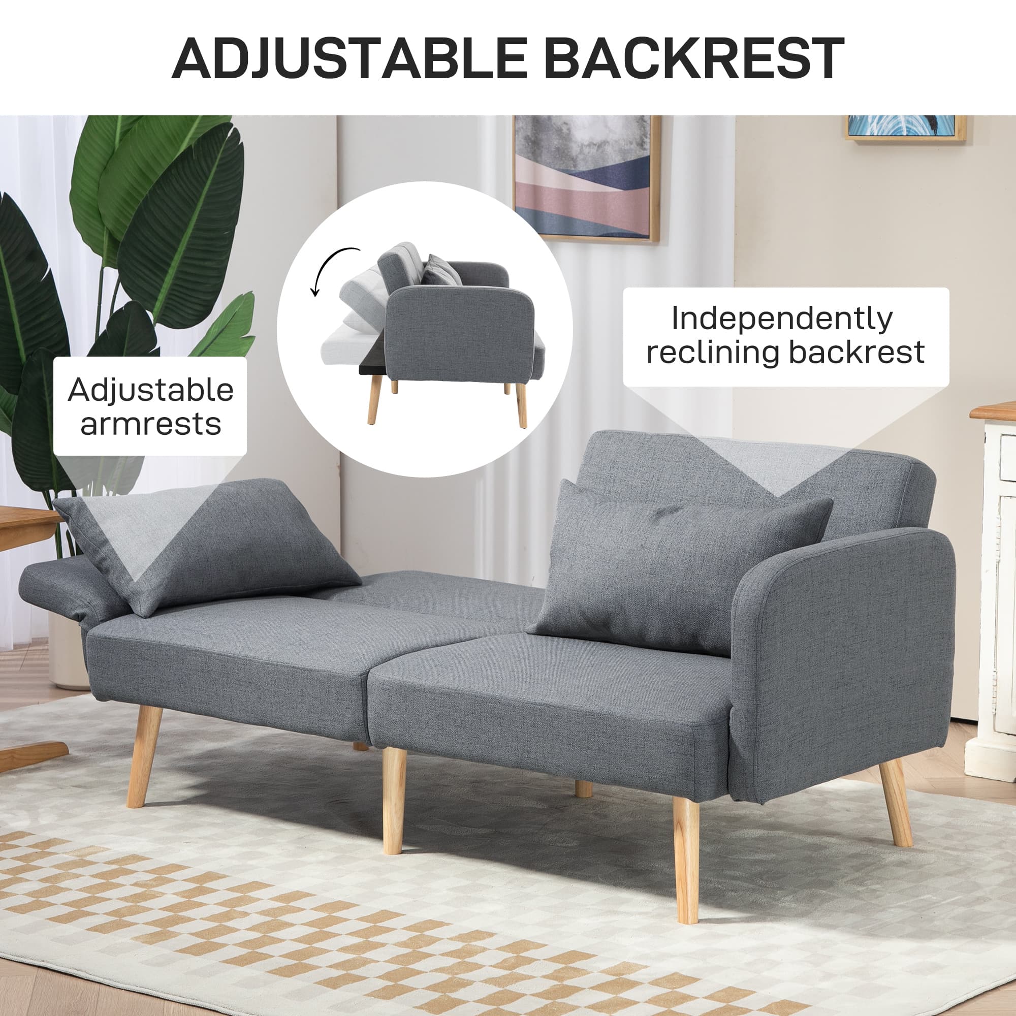 Transform Your Space with this Grey Click-Clack Sofa Bed - image 2