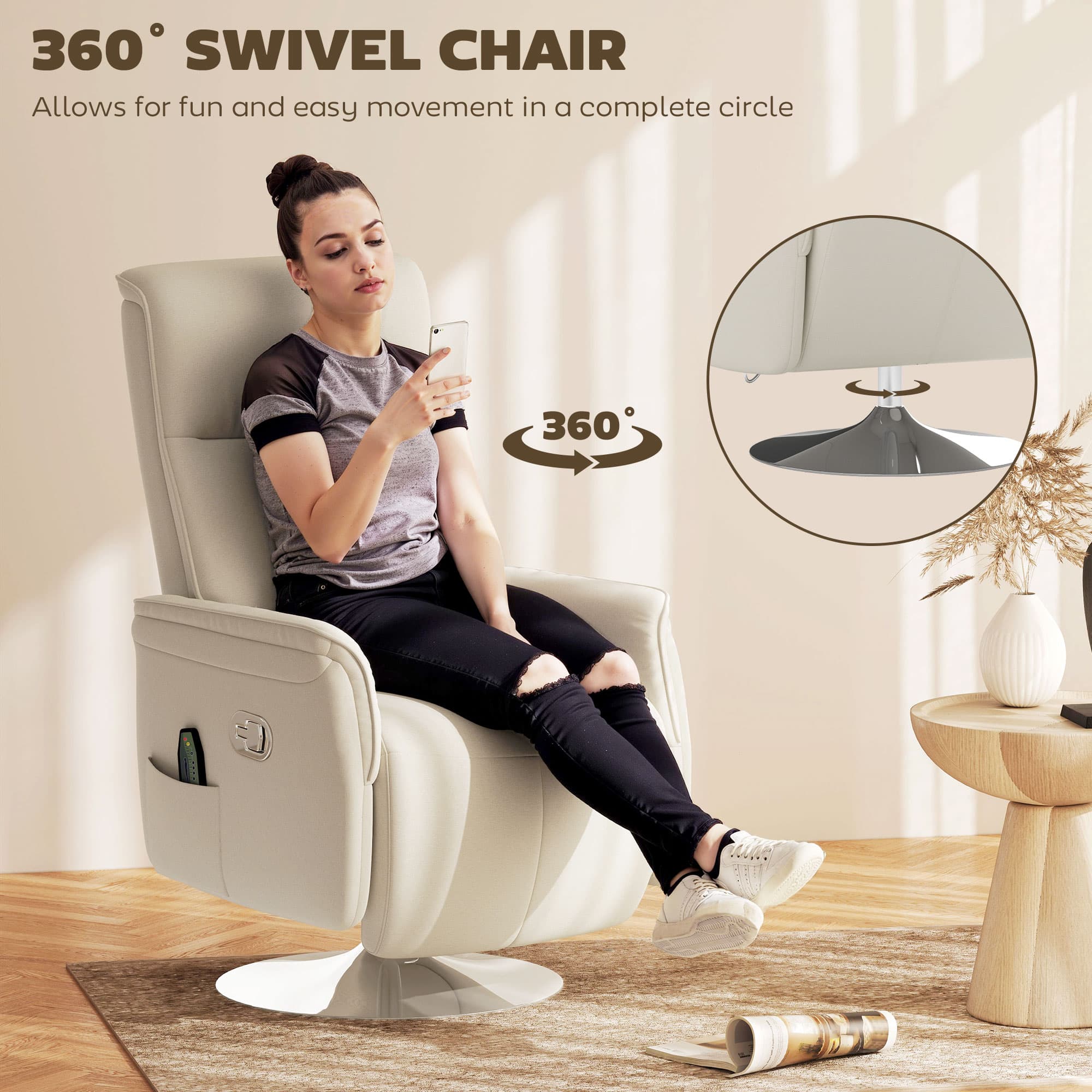 Transform Your Rest with the Cream 10-Point Massage Recliner - image 2