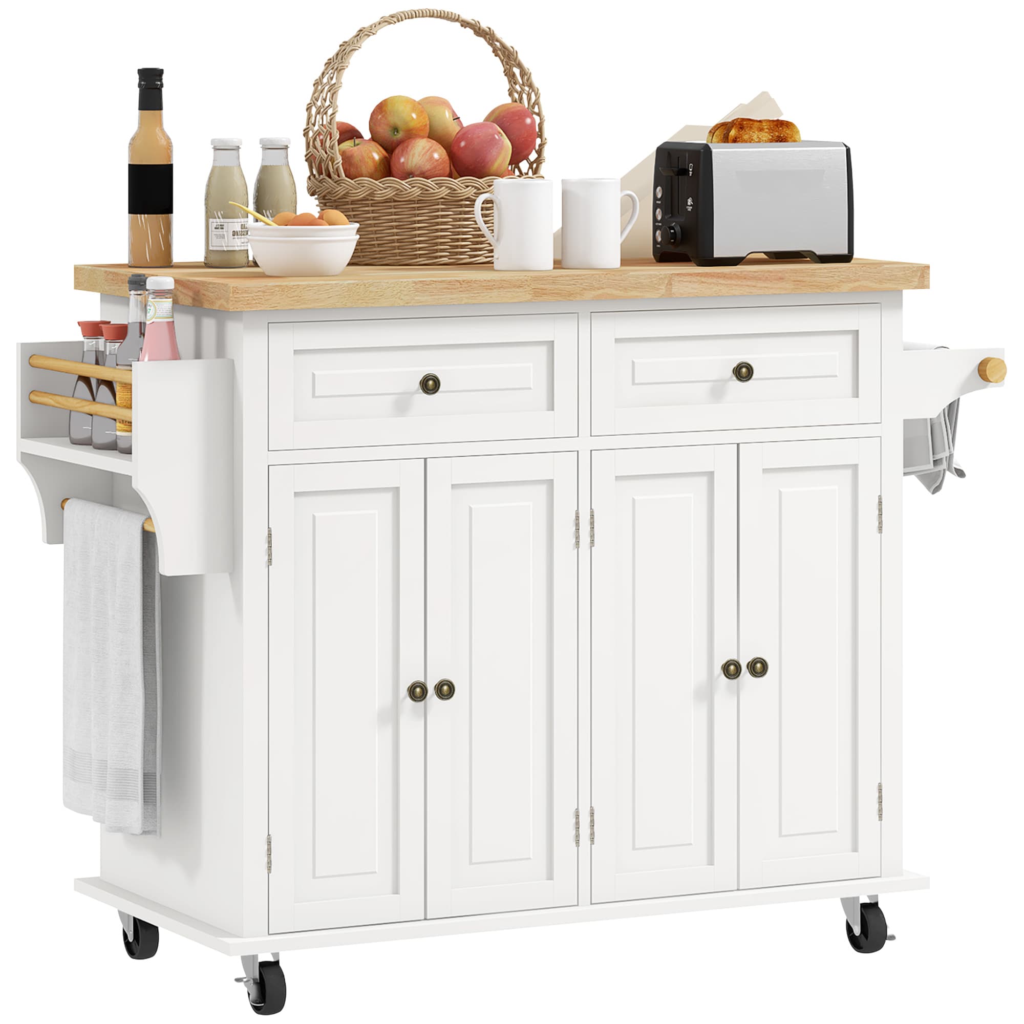 Transform Your Space with this Cream Rolling Kitchen Island - Cream