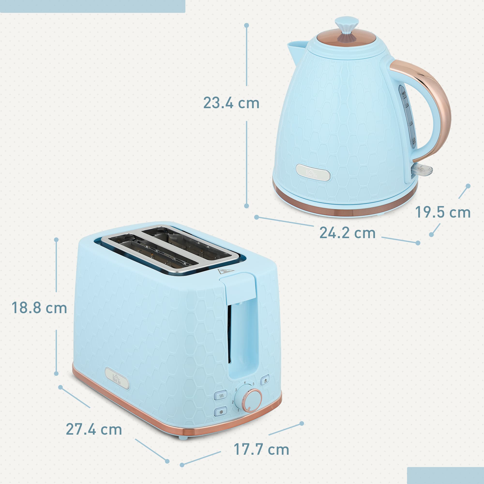 Light Blue Honeycomb Kettle & 2-Slice Toaster Set - image 1